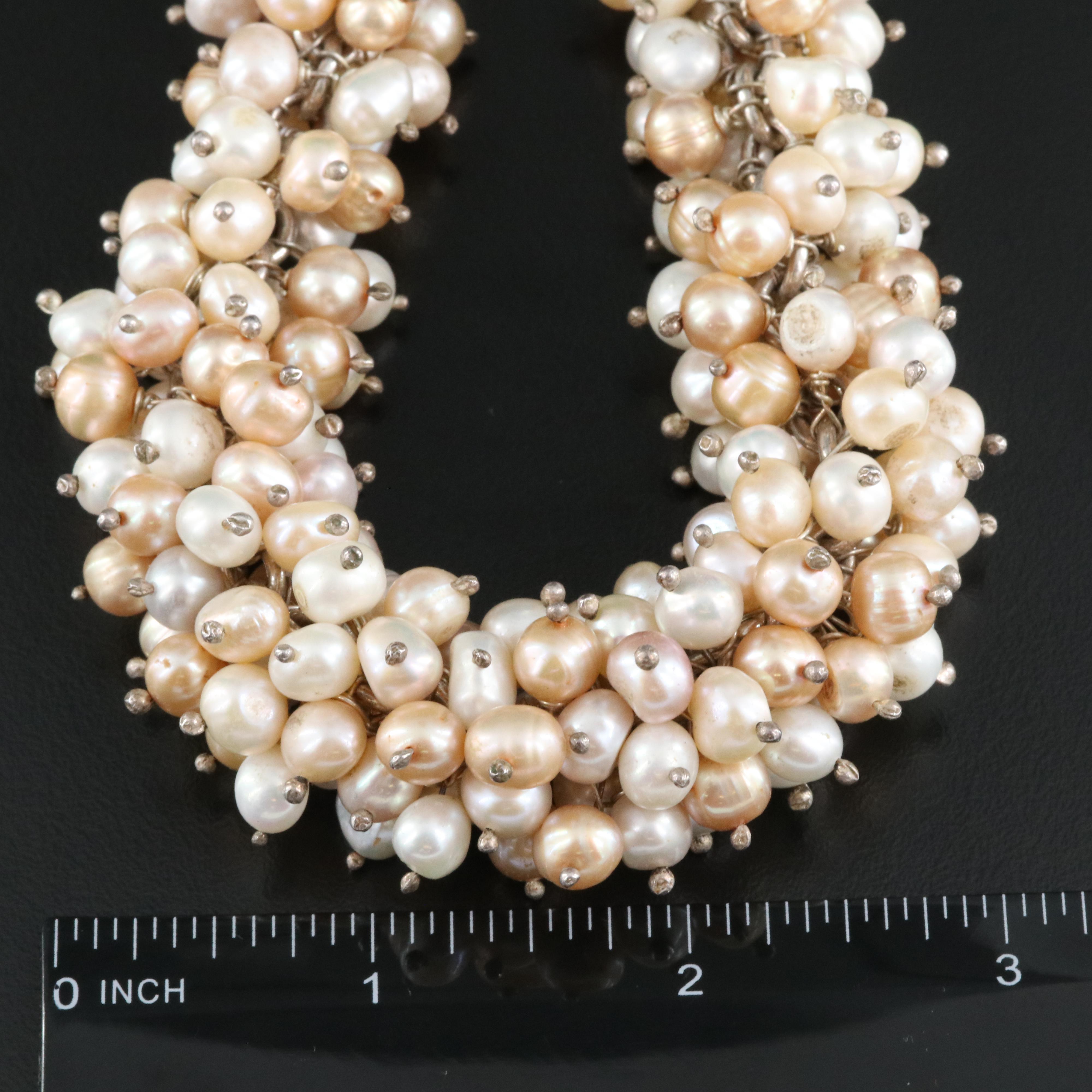 Sterling Pearl Fringe Necklace