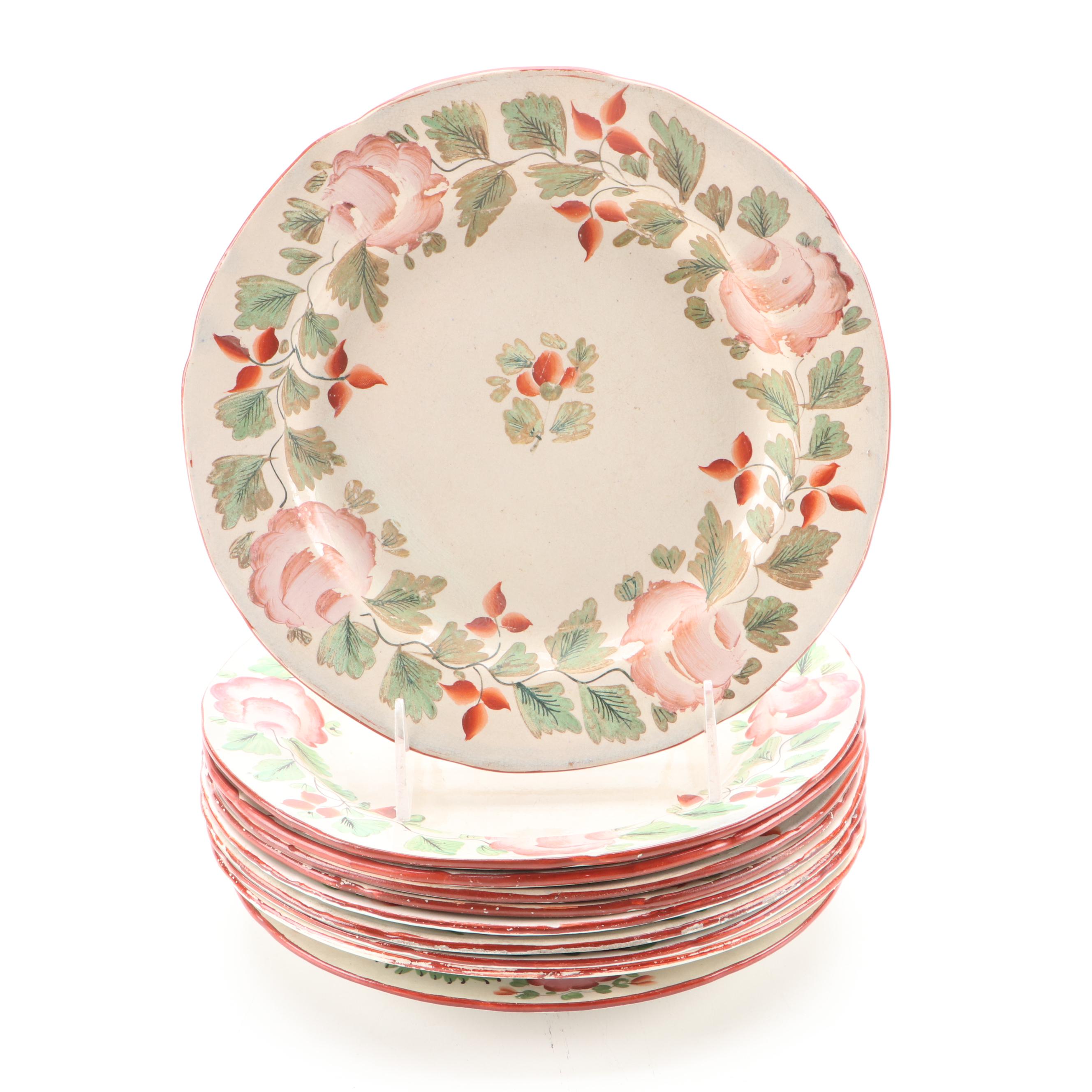 Tin Glazed French Faience Floral Plates