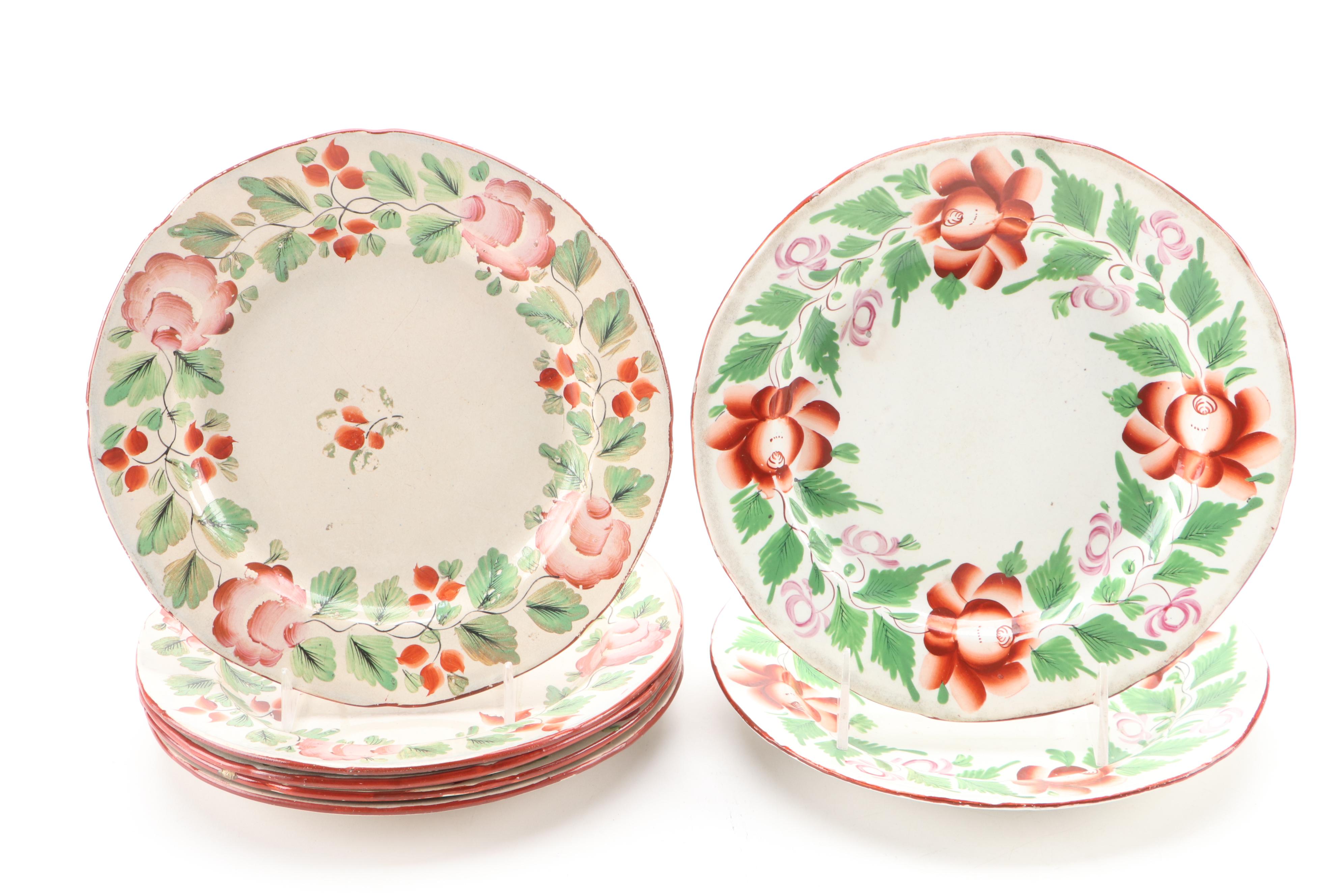Tin Glazed French Faience Floral Plates