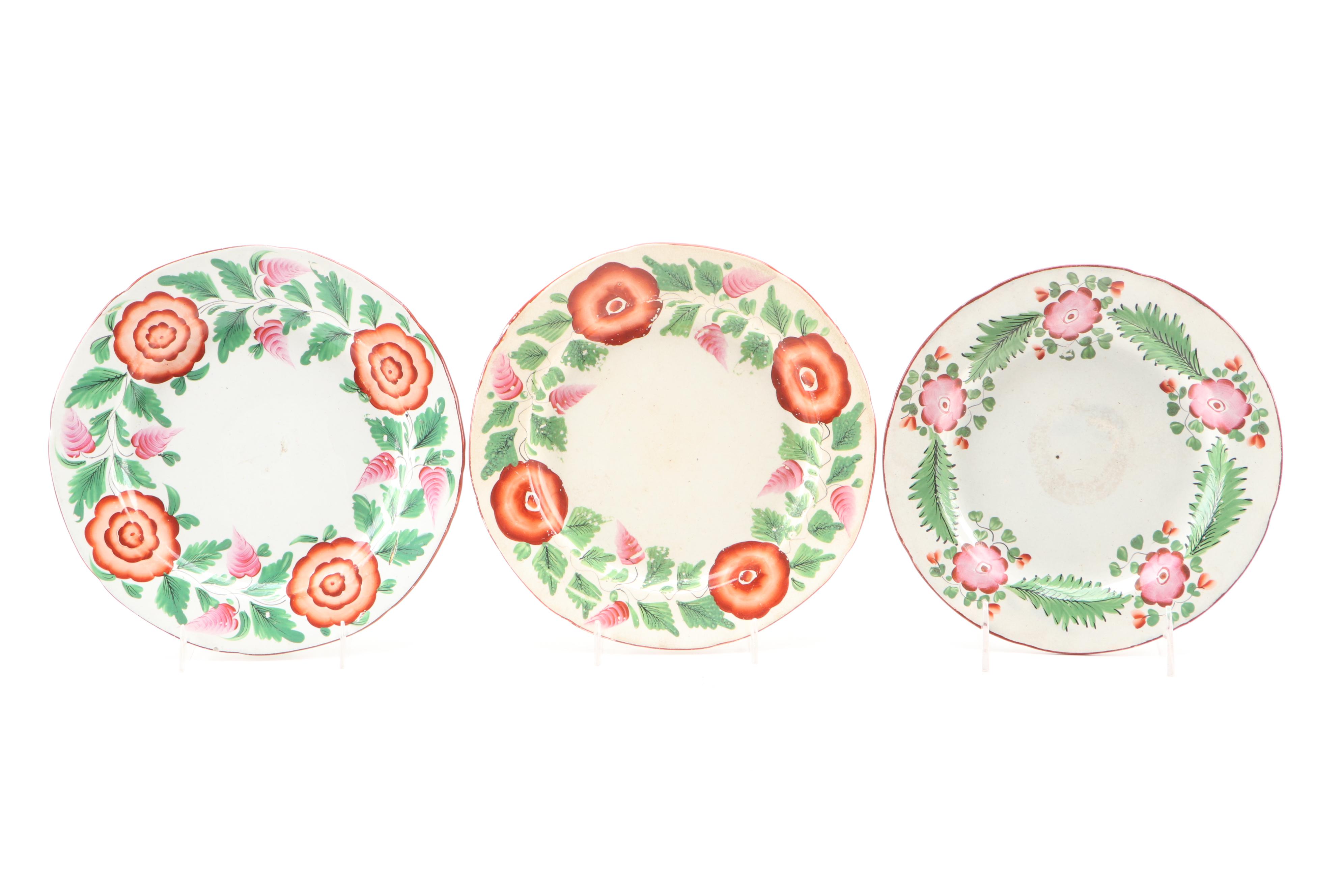 Tin Glazed French Faience Floral Plates