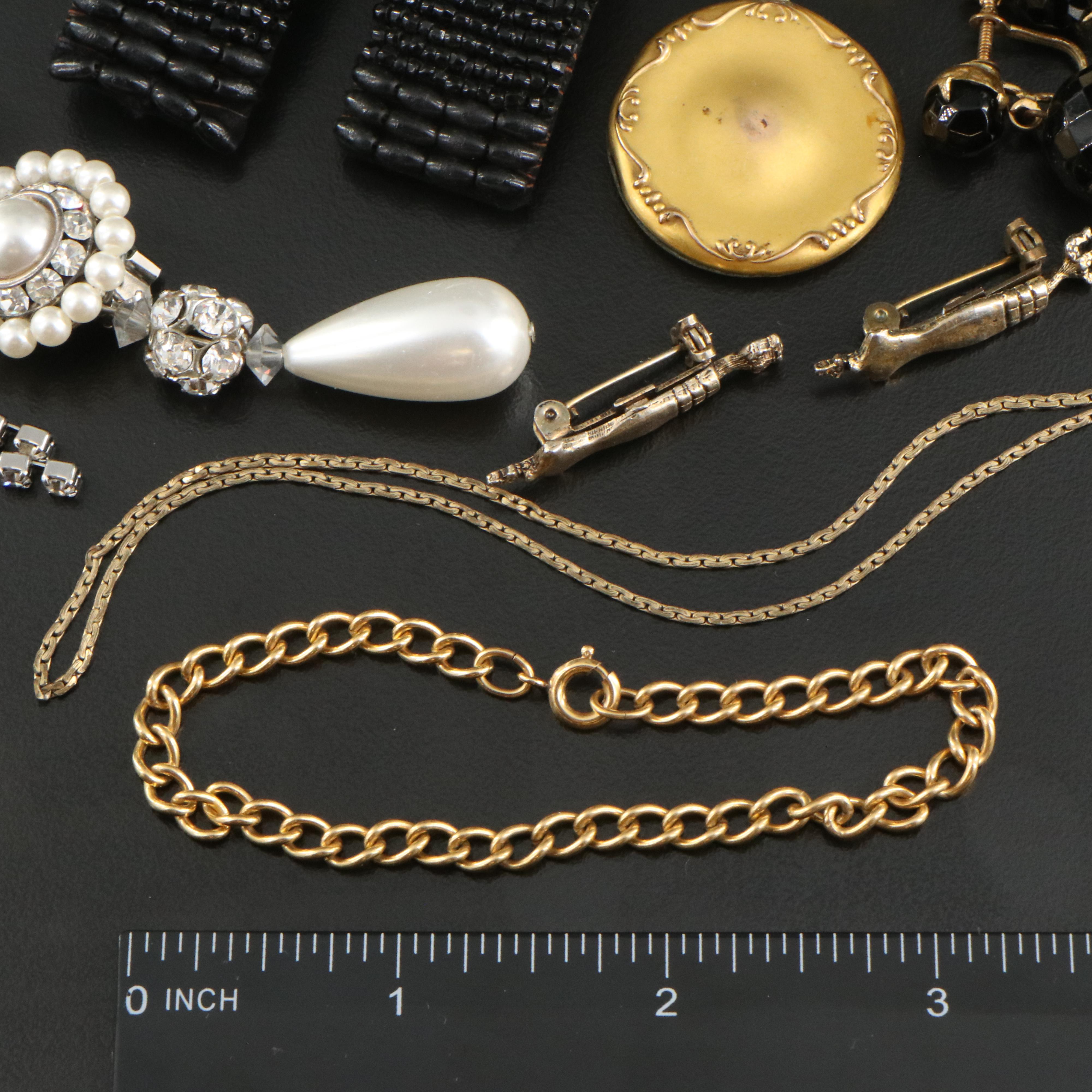 Vintage Grouping Including Faux Pearl, Rhinestone and Cubic Zirconia