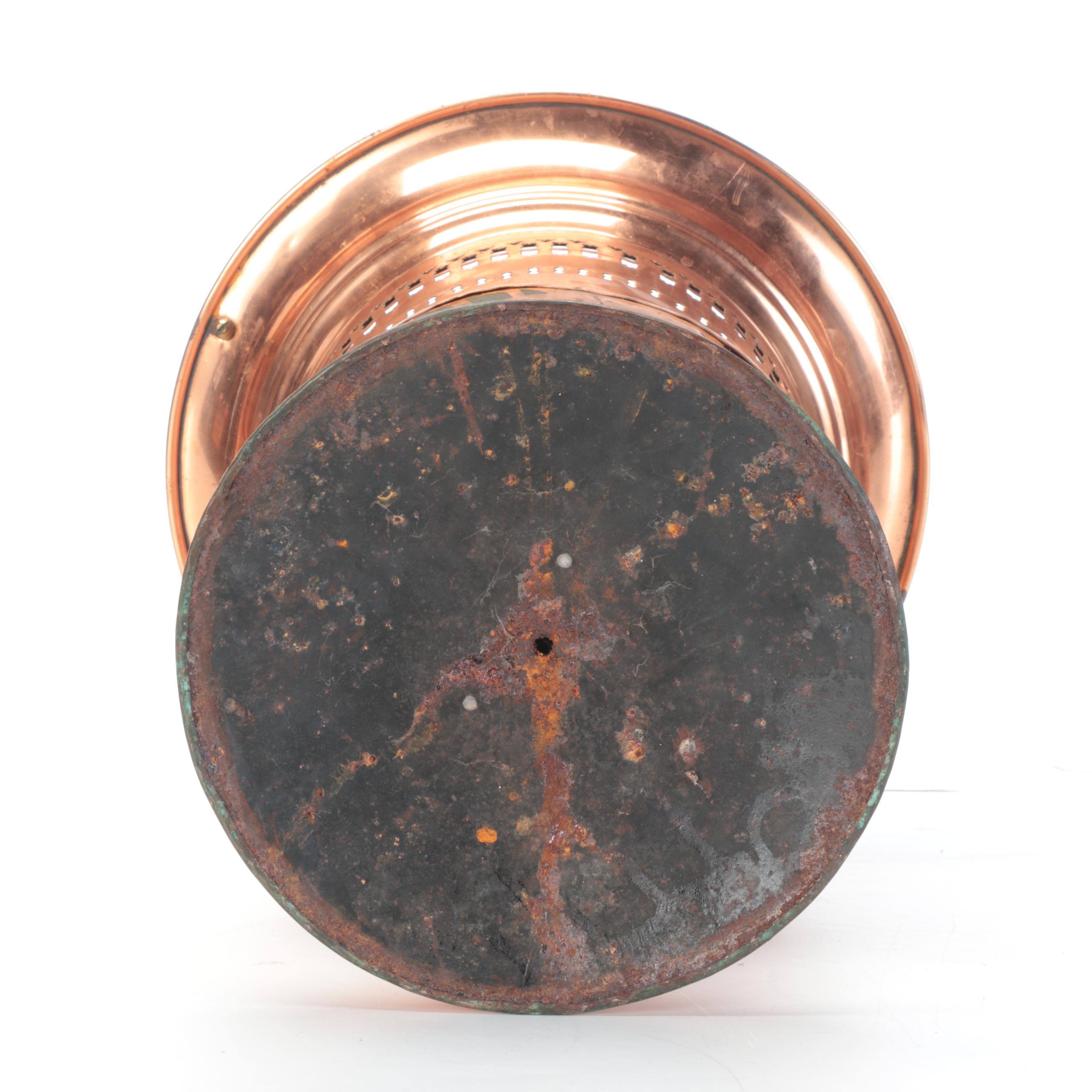 Reticulated Copper Basket with Brass Handle