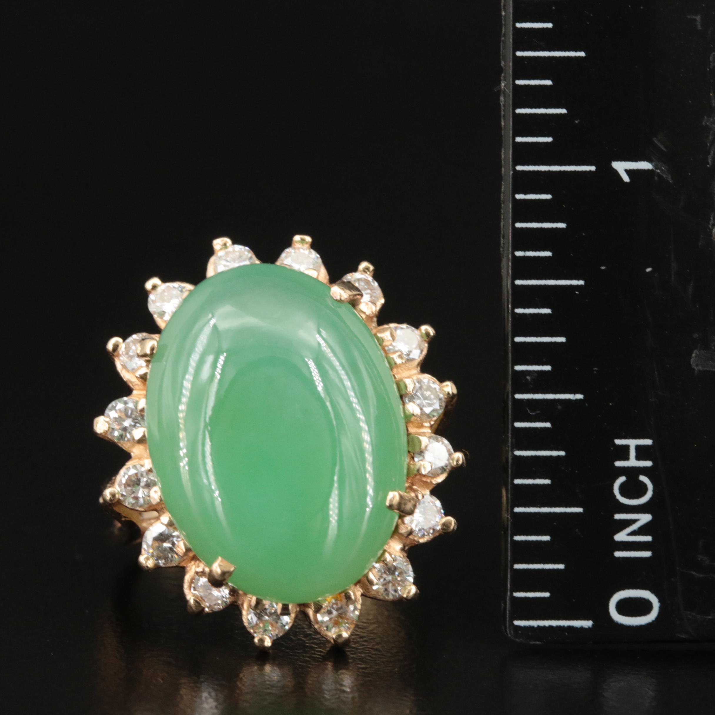 14K Jadeite and 1.01 CTW Diamond Ring