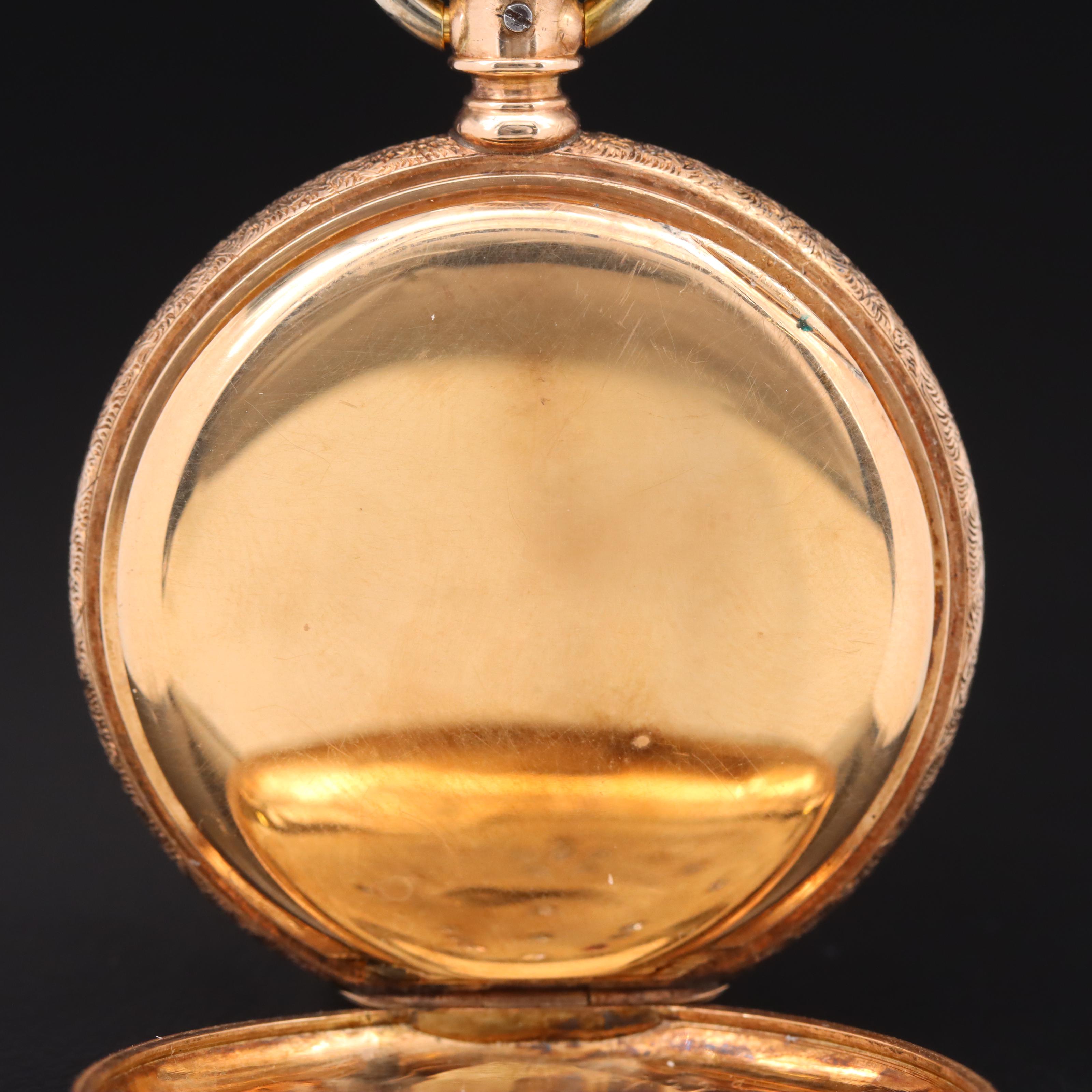 1890 Illinois 14K Diamond and Garnet Pocket Watch