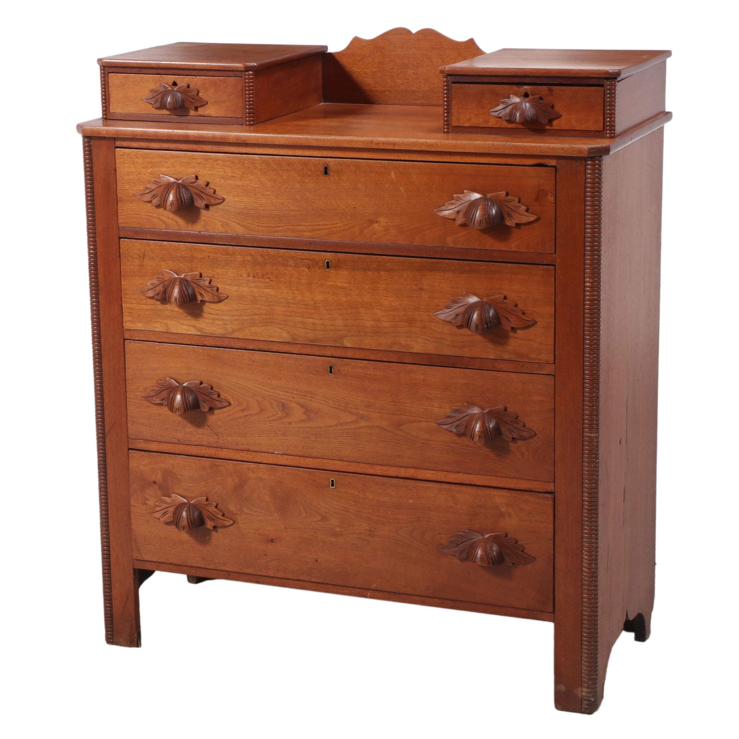 Victorian Walnut Six-Drawer Chest, Late 19th Century