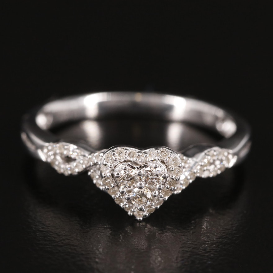 Sterling Diamond Heart Ring