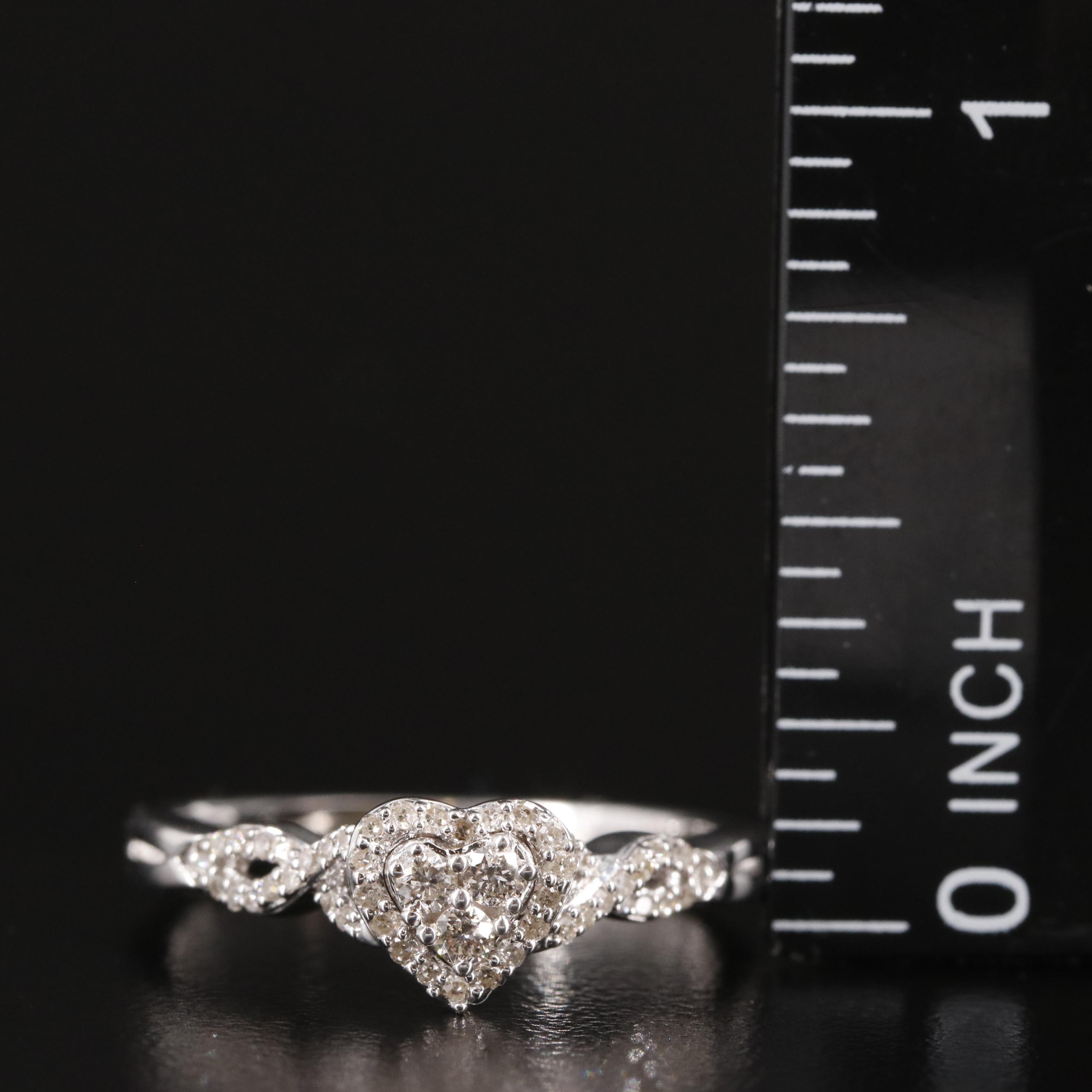 Sterling Diamond Heart Ring