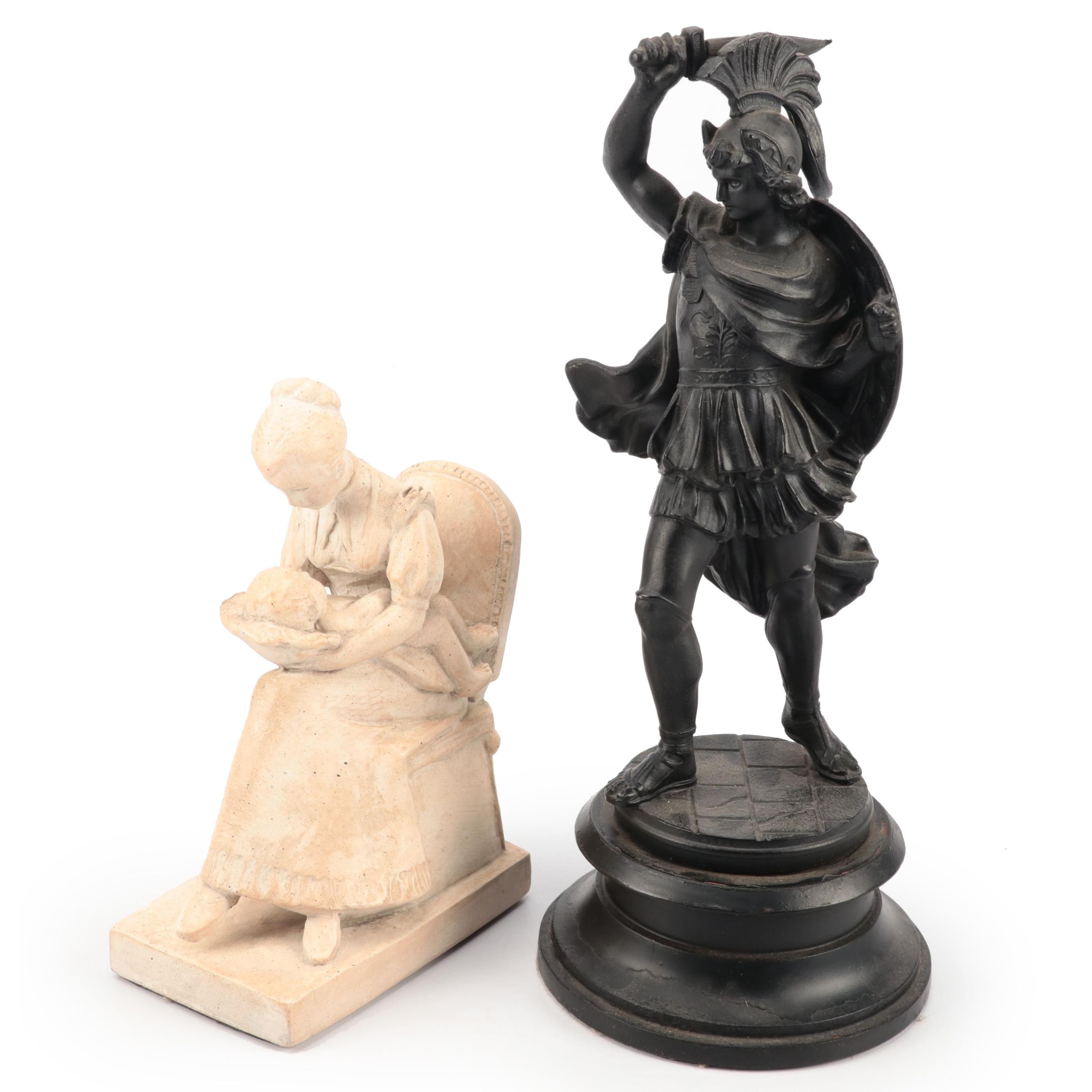 Austin Family Collection Plaster Figure of Mother and Child with Spelter Statue