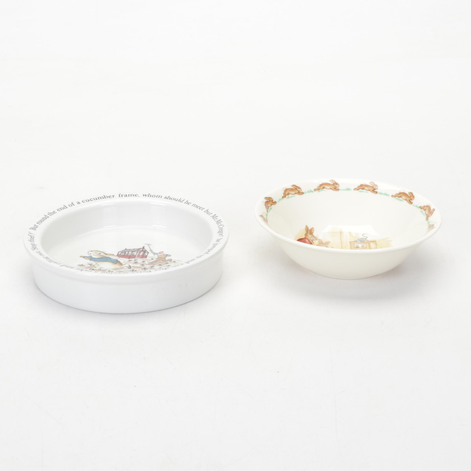 Royal Doulton "Bunnykins" and Wedgwood "Peter Rabbit" Children's Dishes