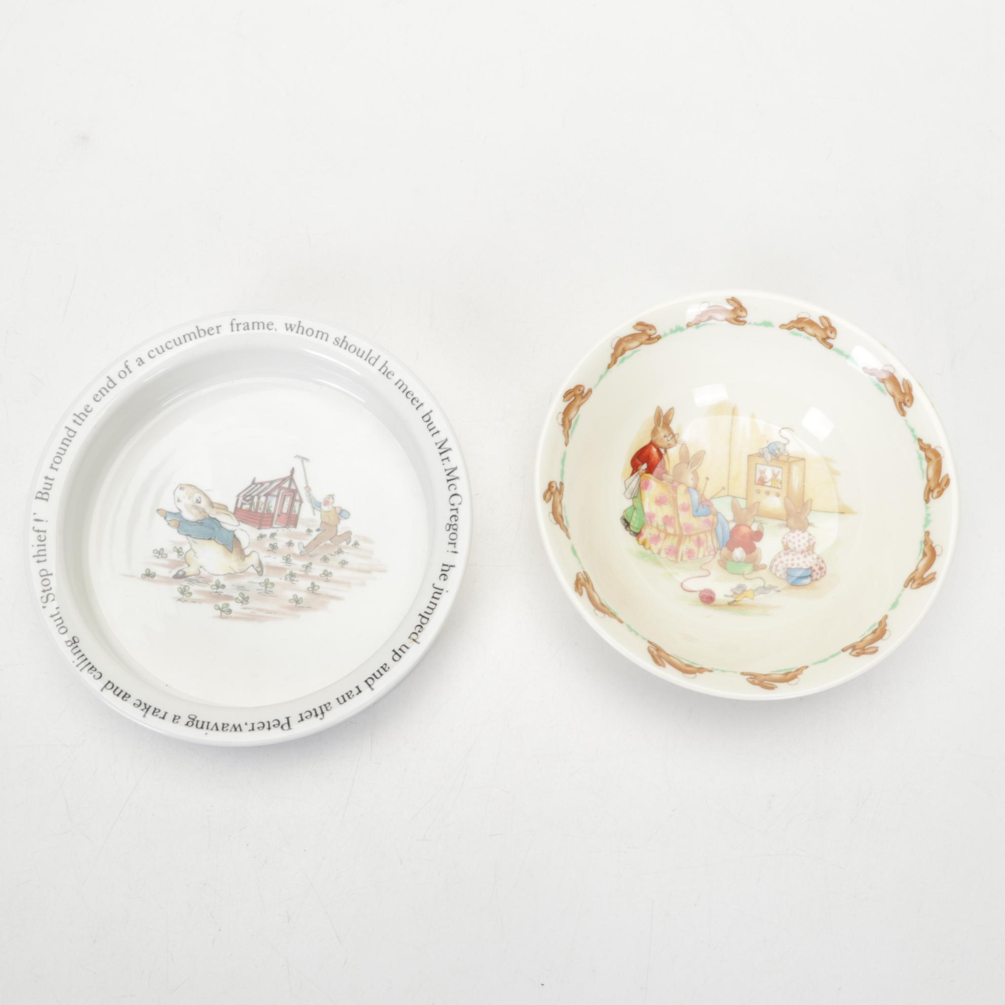 Royal Doulton "Bunnykins" and Wedgwood "Peter Rabbit" Children's Dishes