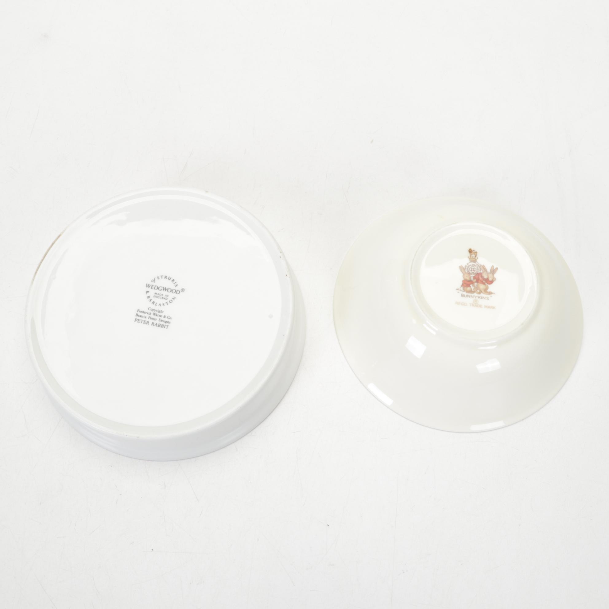 Royal Doulton "Bunnykins" and Wedgwood "Peter Rabbit" Children's Dishes