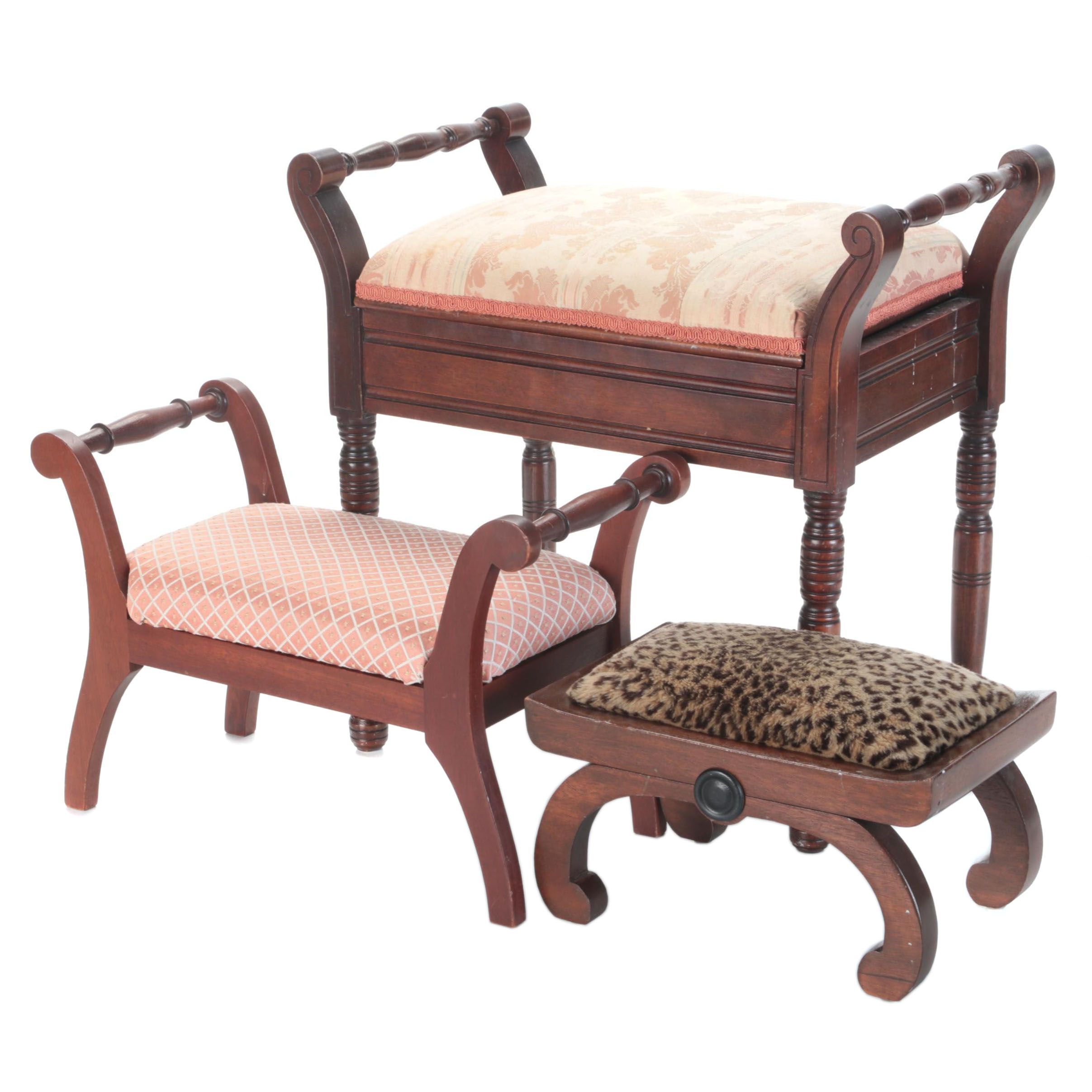 Victorian and Later Walnut and Wooden Footstools