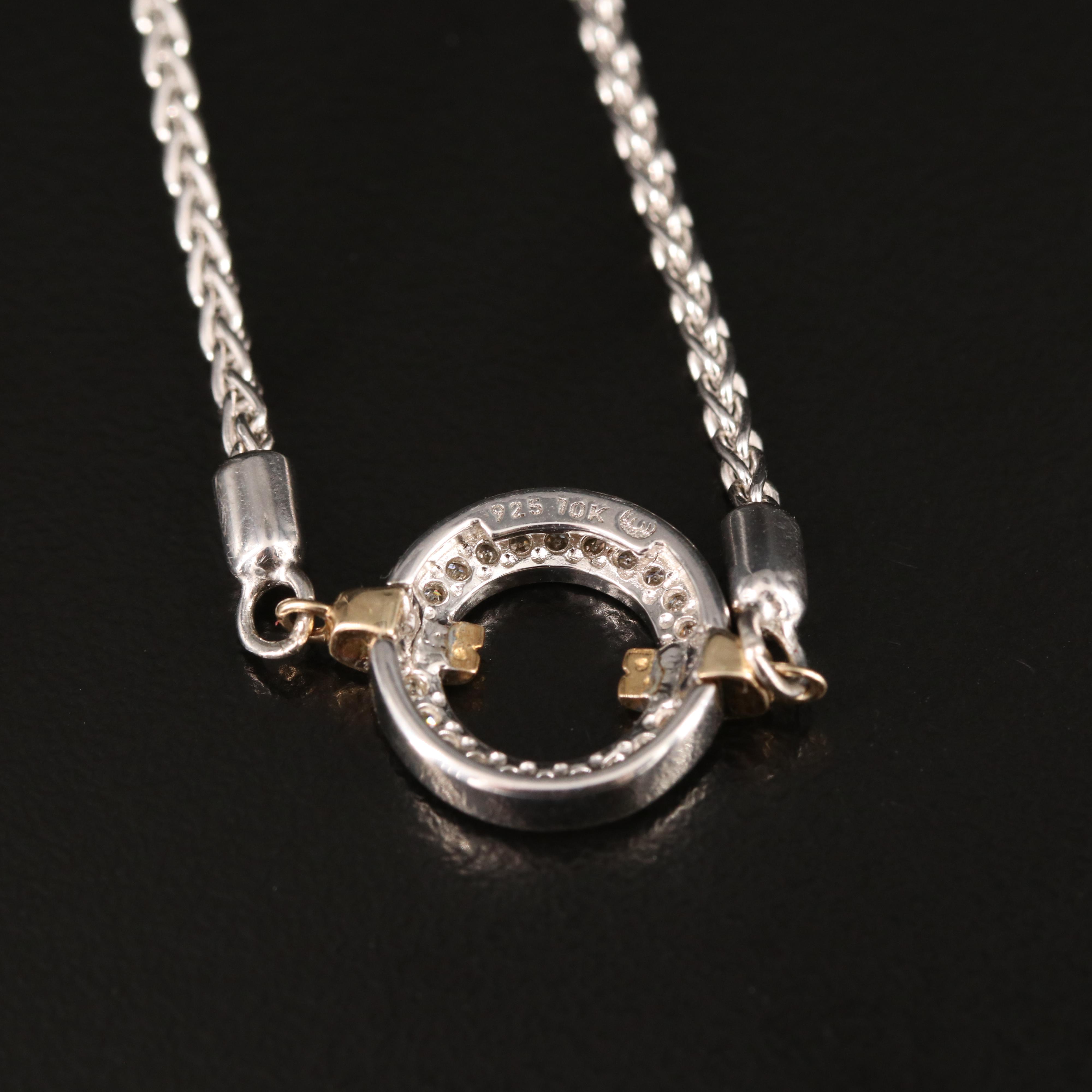 Sterling Diamond Bolo Bracelet with 10K Accents