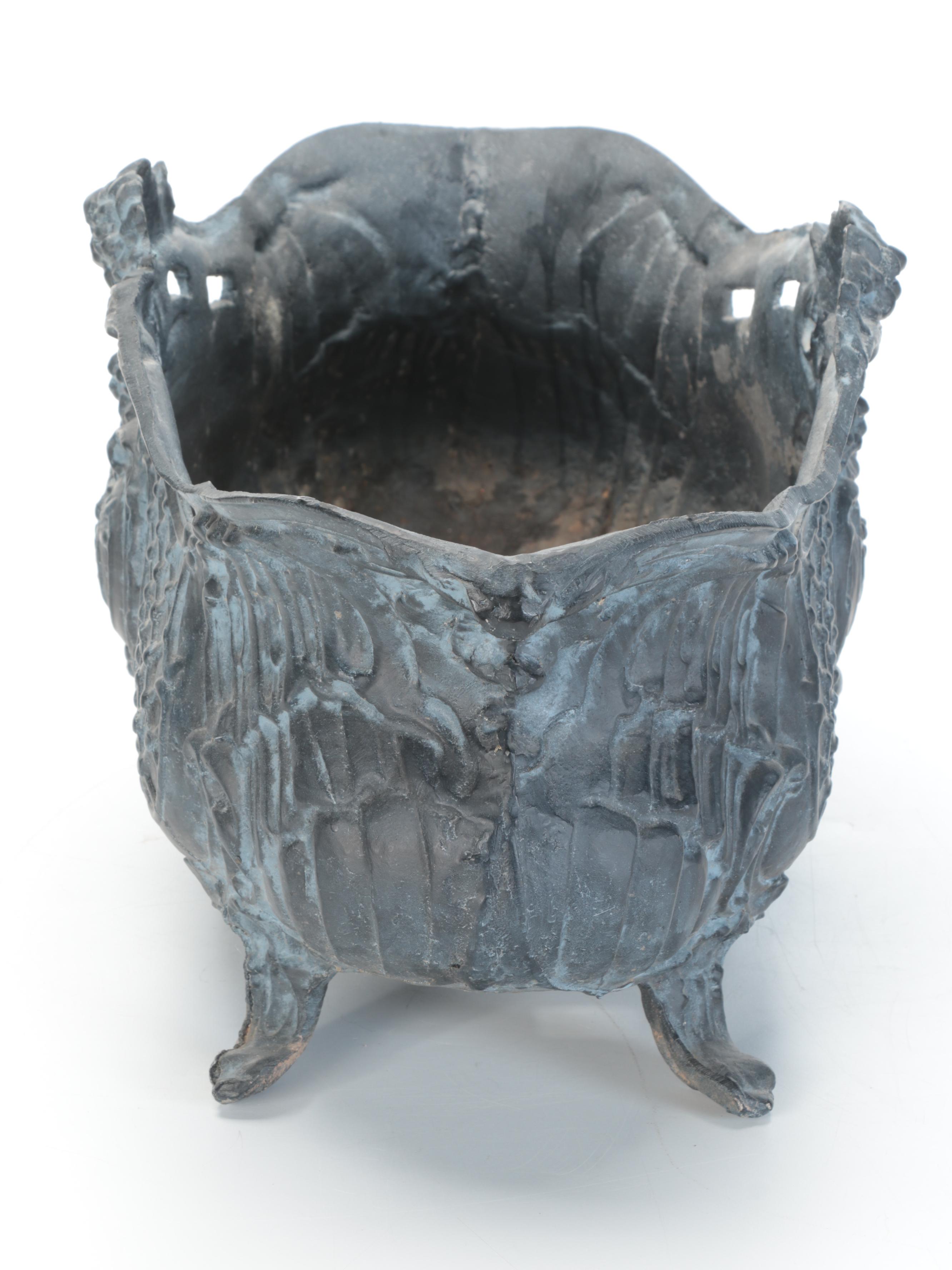 Neoclassical Style Cast Metal Low Planter