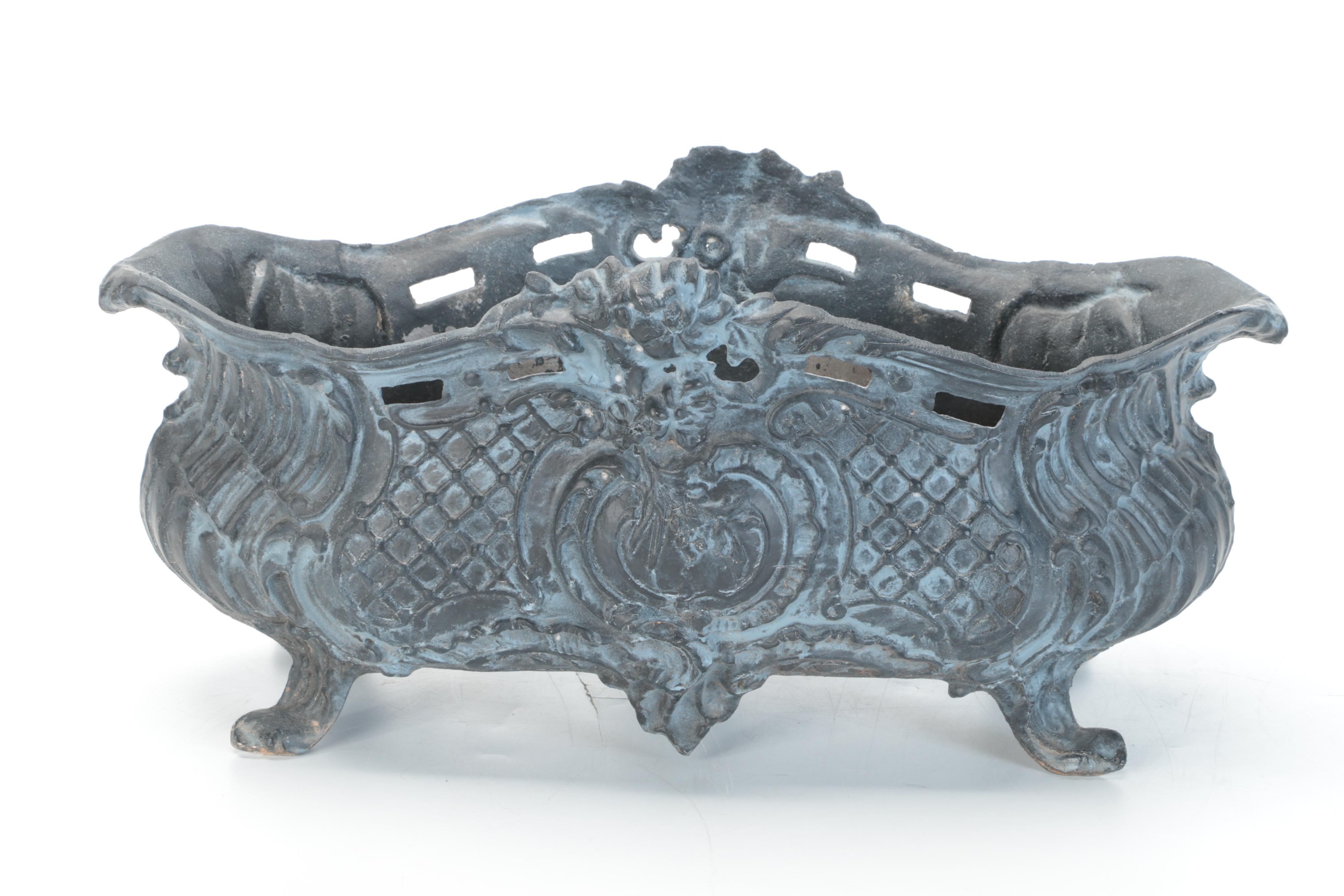 Neoclassical Style Cast Metal Low Planter