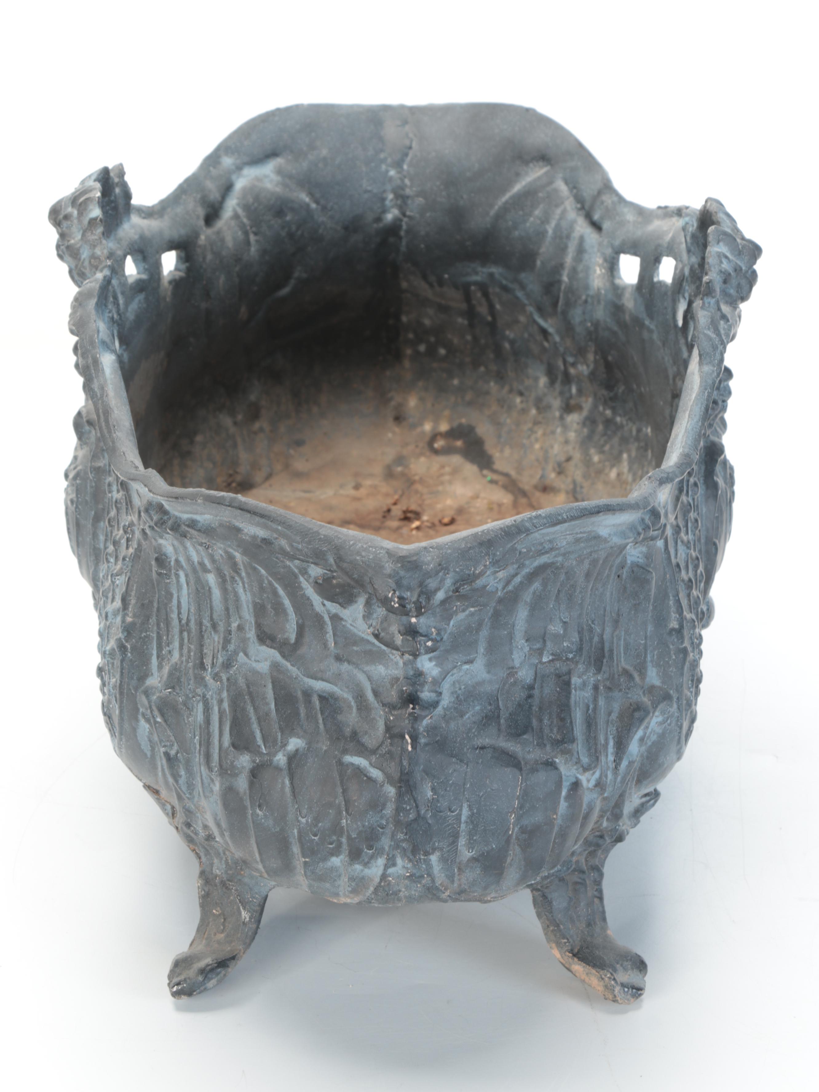 Neoclassical Style Cast Metal Low Planter