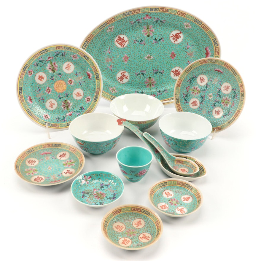 Chinese Teal Porcelain Dinnerware