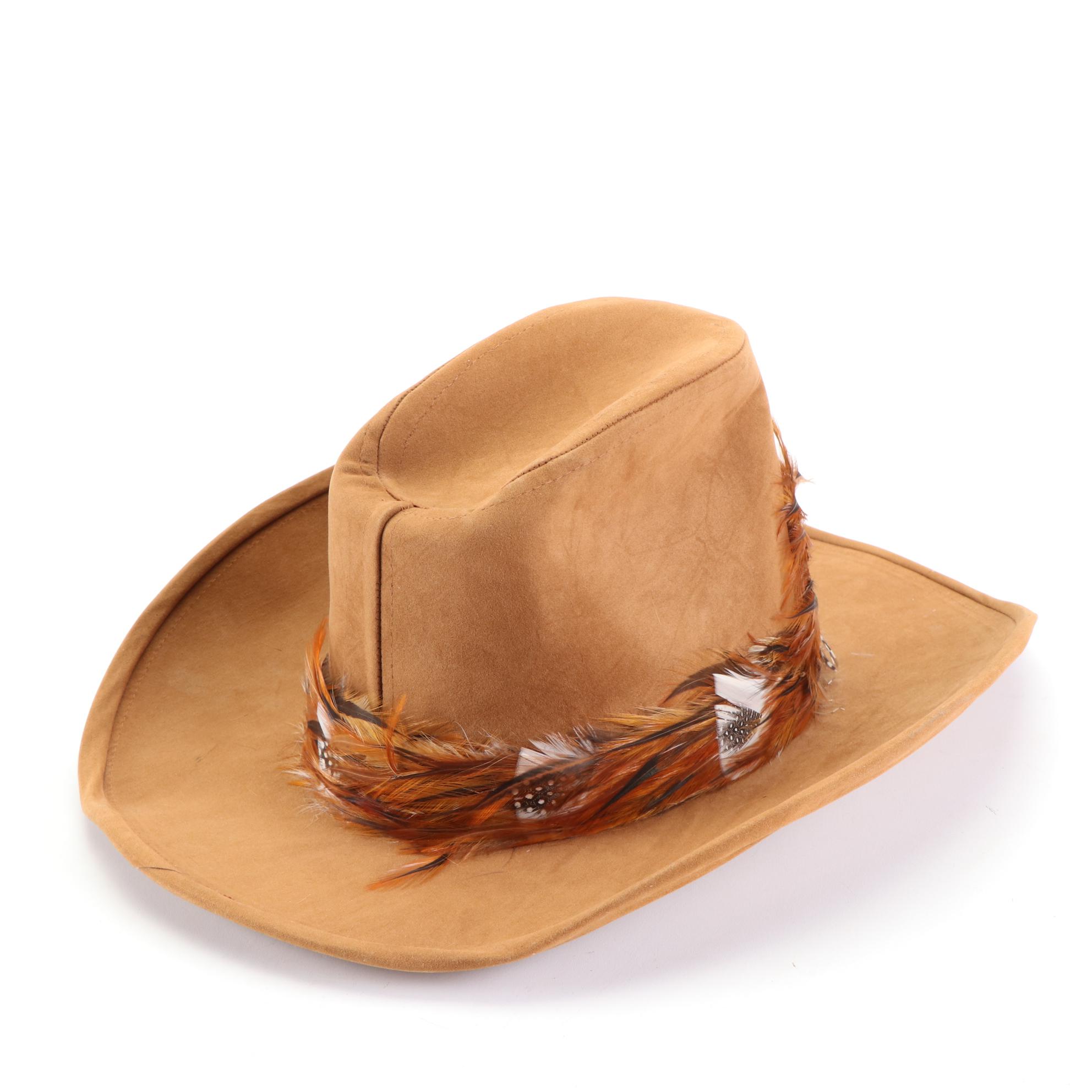 Bronco-Buster Western Style Feathered Hat