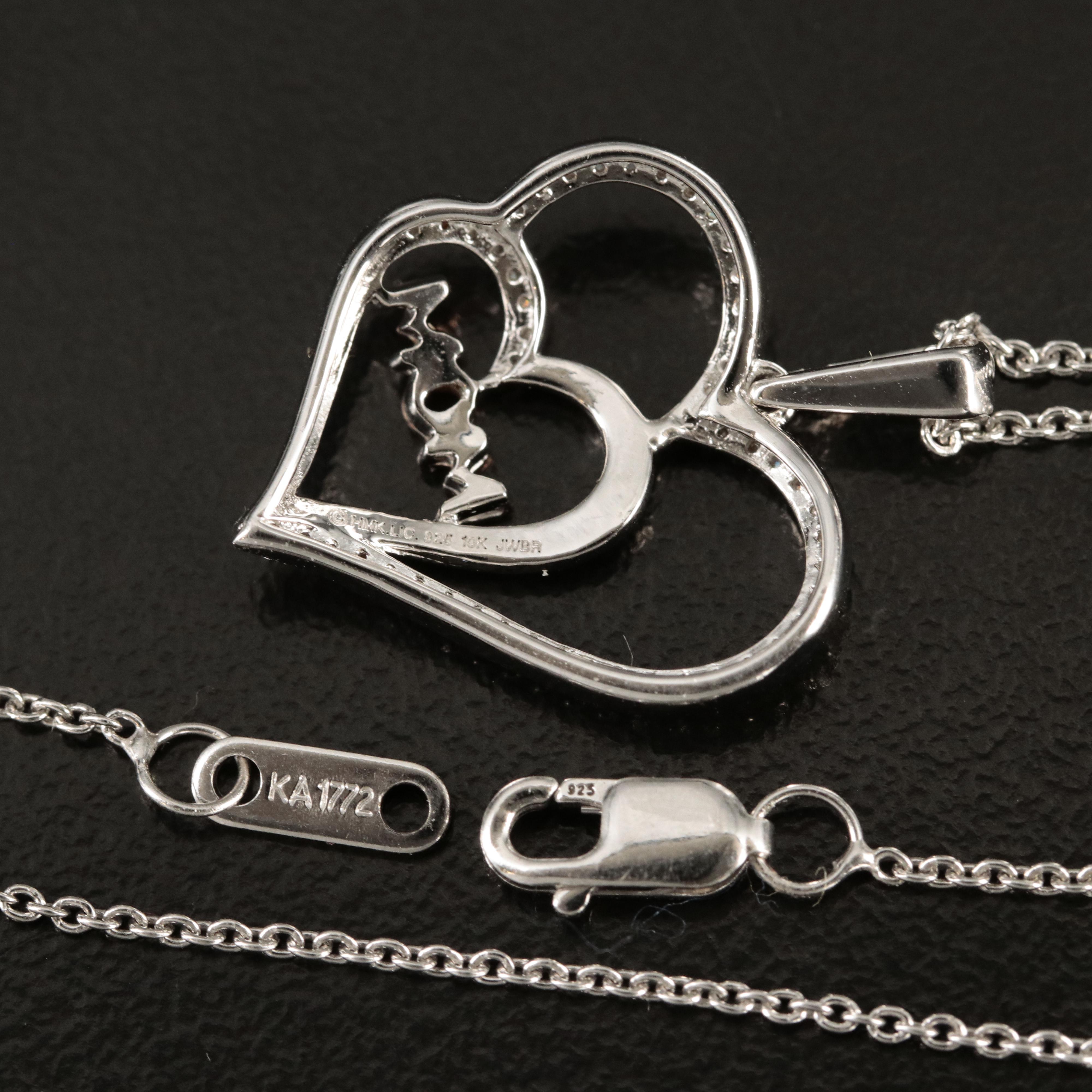 Hallmark Sterling Diamond "Mom" Heart Necklace with 10K Rose Gold Accents