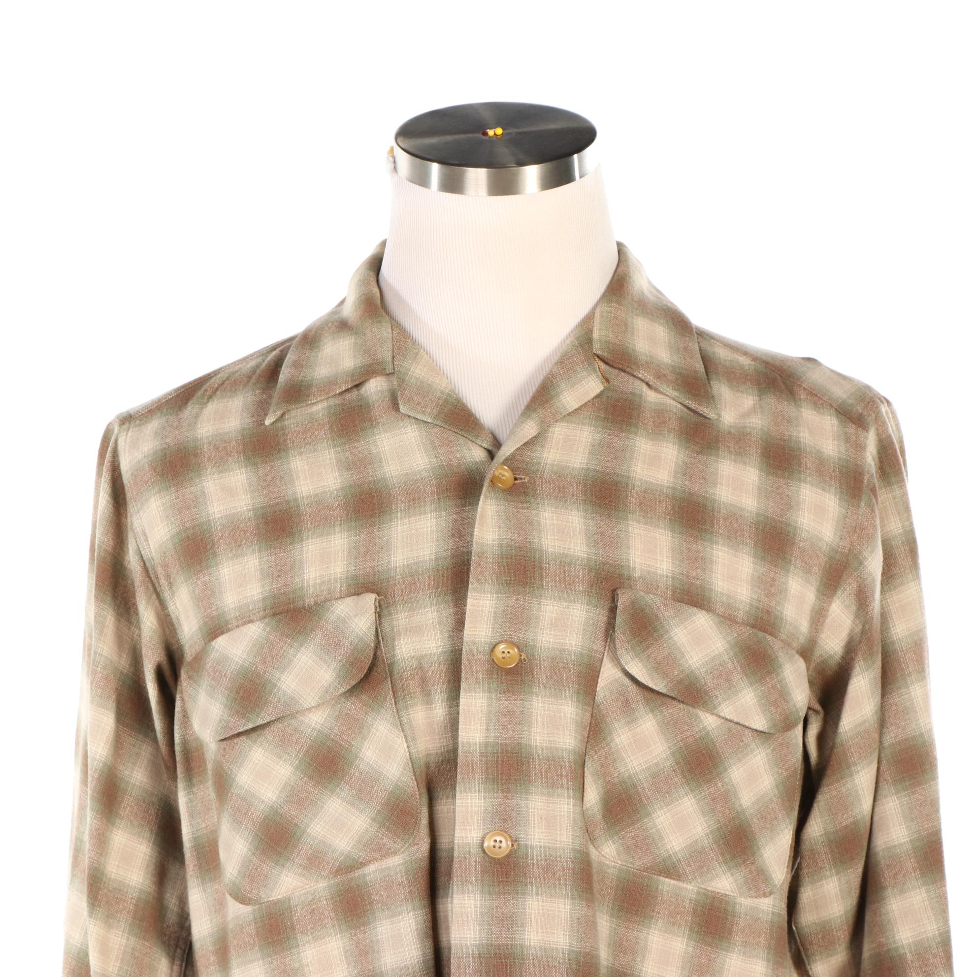 Men's Pendleton Wool Plaid Board Shirt, circa 1970