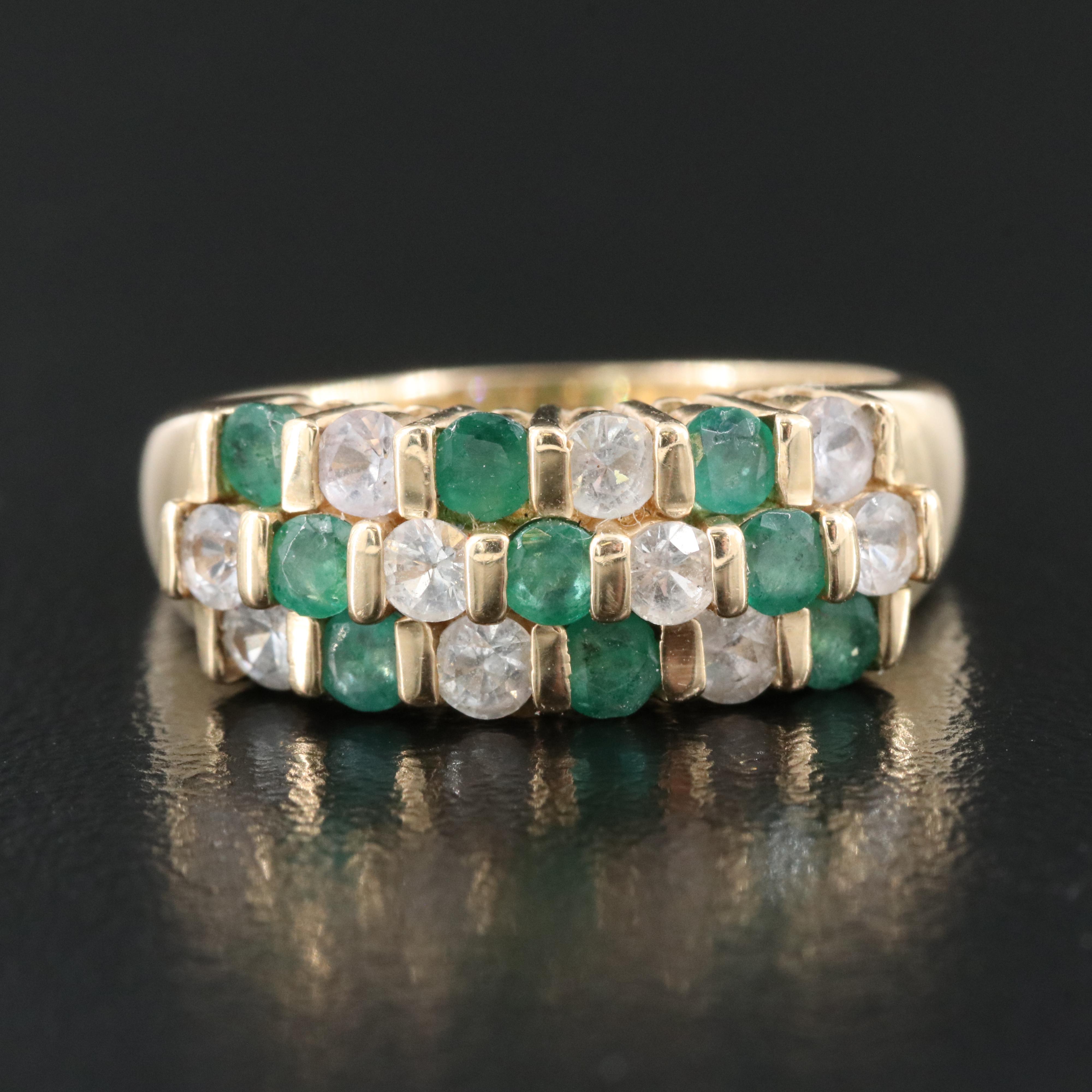 10K Emerald and Topaz Ring