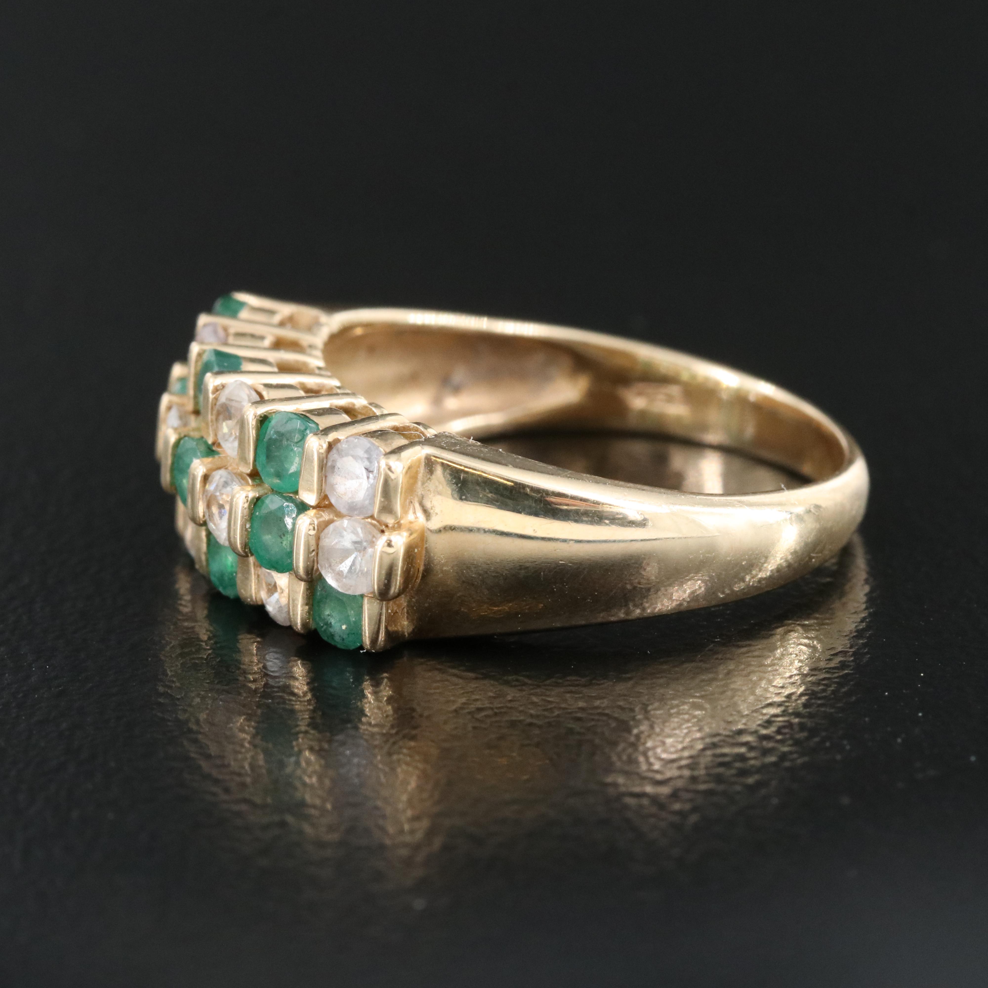 10K Emerald and Topaz Ring
