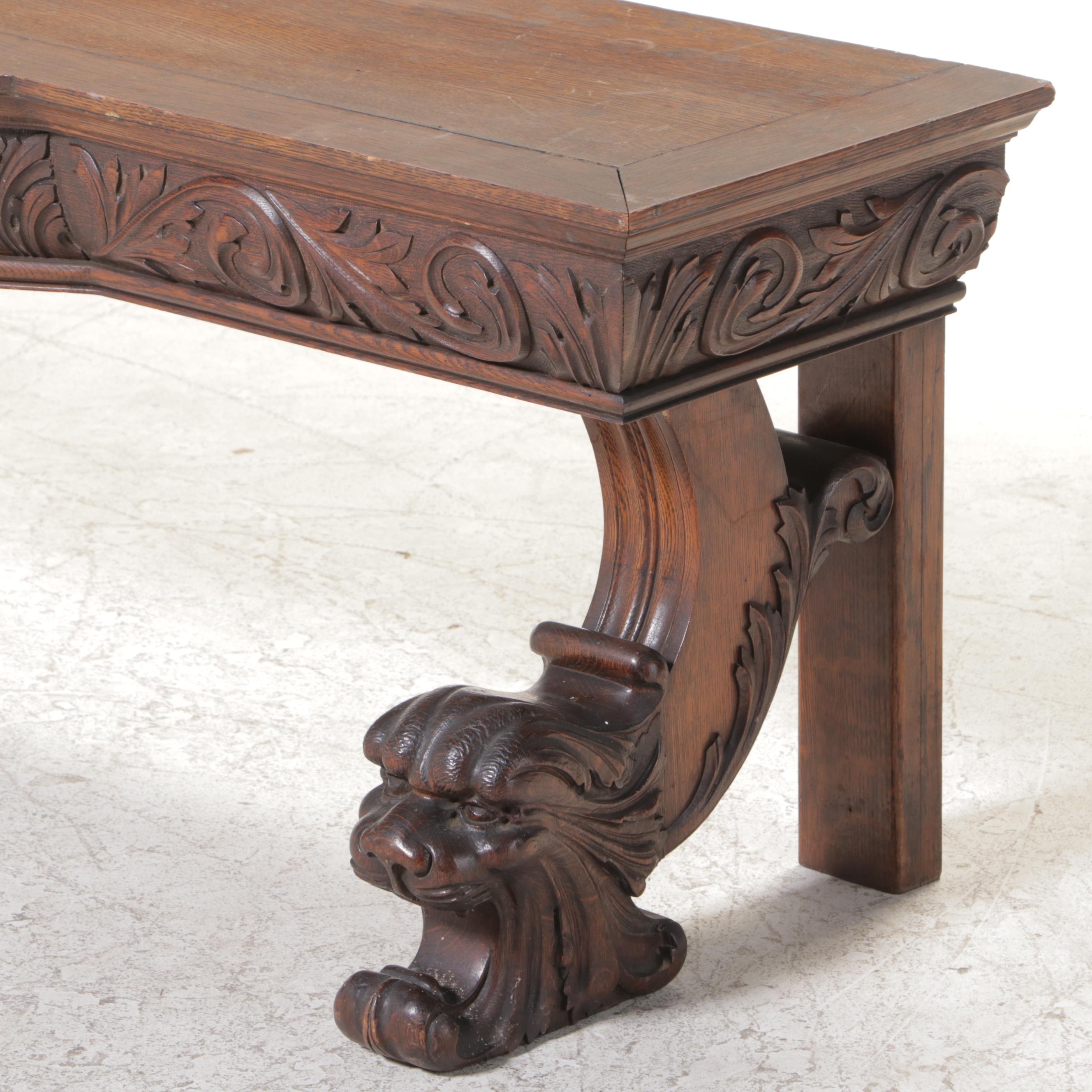 Late Victorian Carved Hardwood Pier Mirror Base, Circa 1900