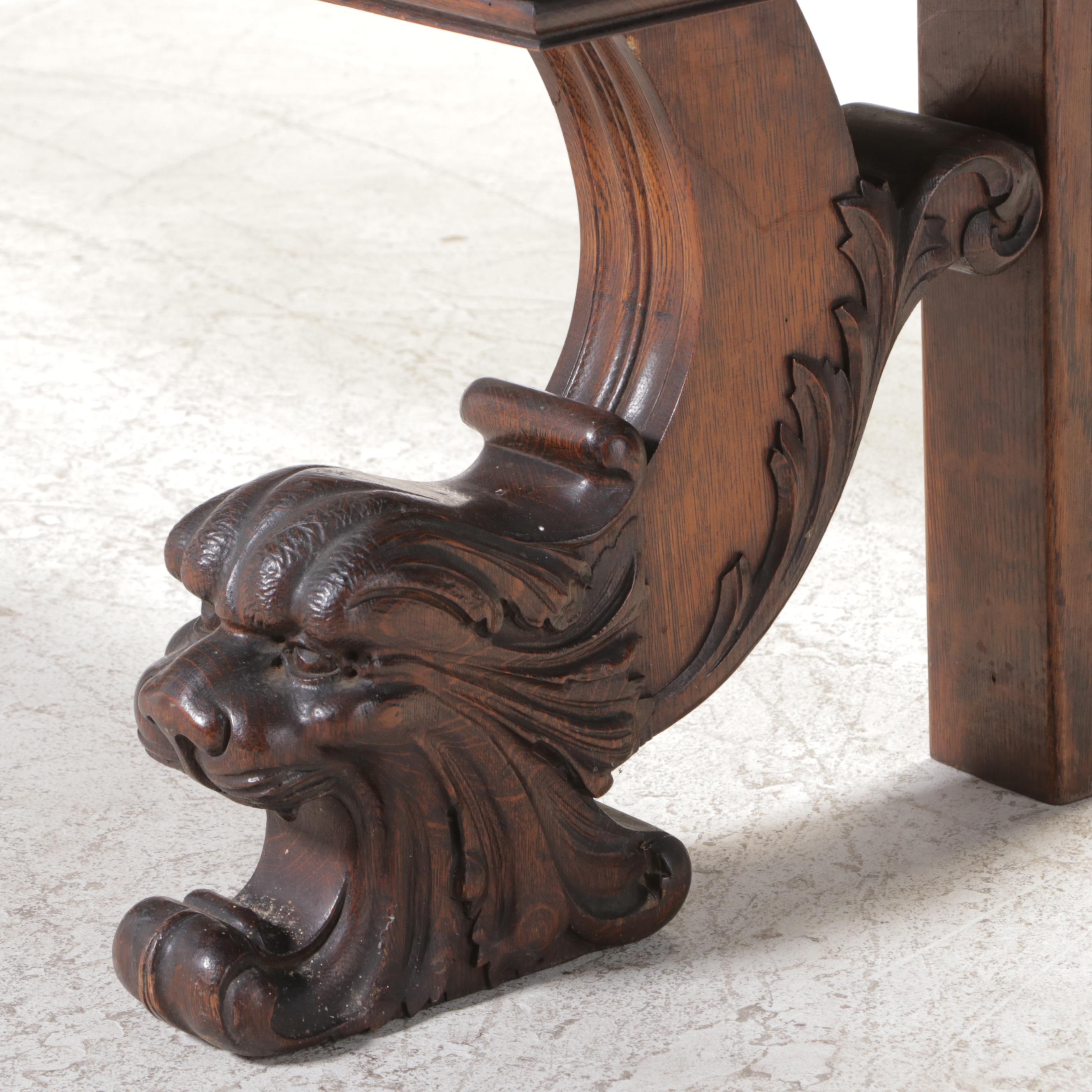 Late Victorian Carved Hardwood Pier Mirror Base, Circa 1900