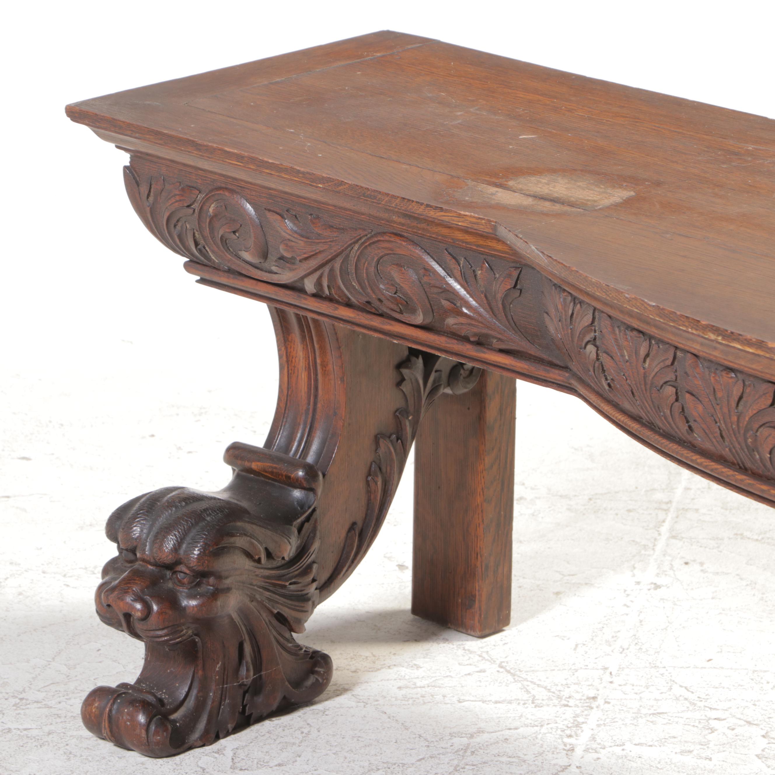 Late Victorian Carved Hardwood Pier Mirror Base, Circa 1900