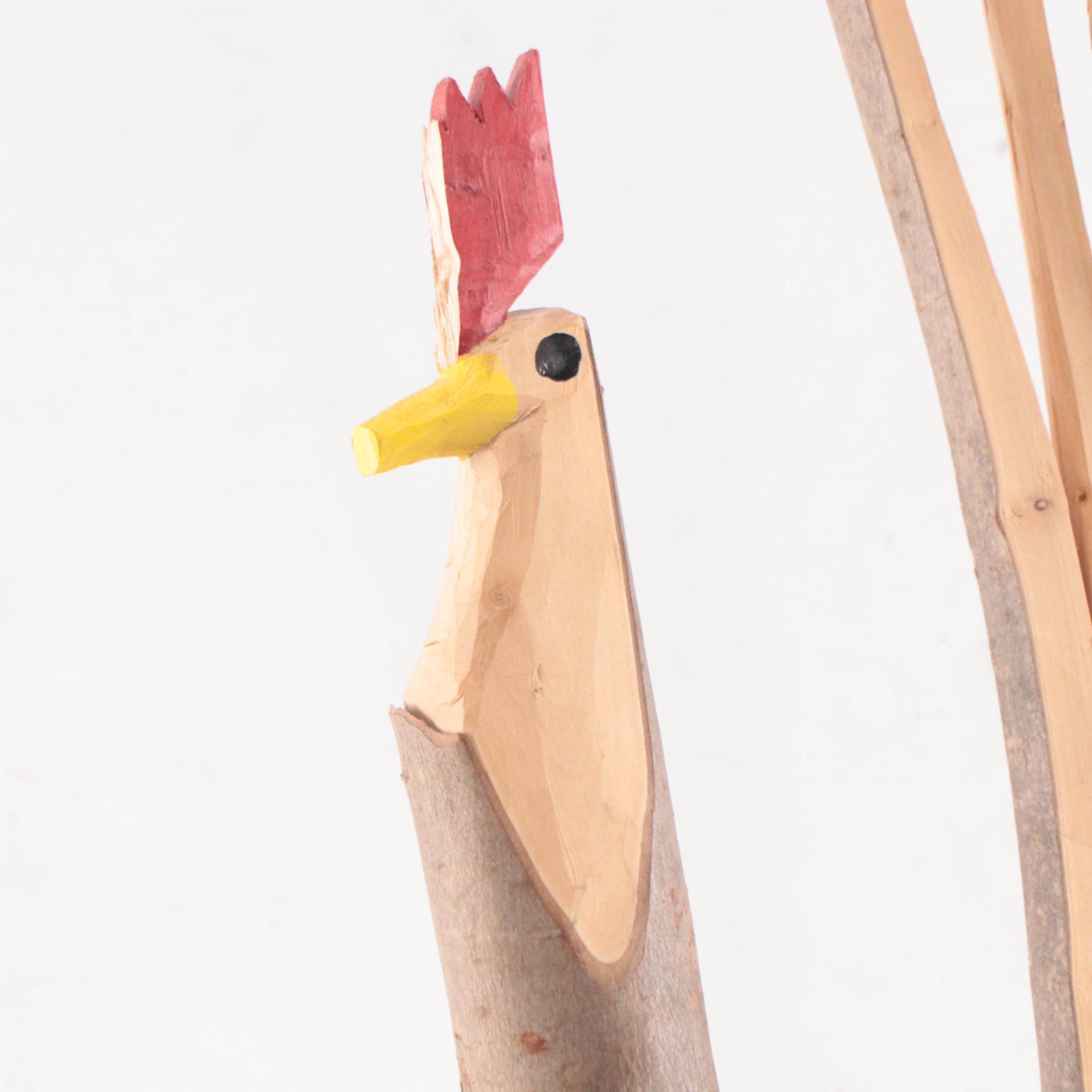 Minnie and Garland Adkins Folk Art Mixed Media Sculpture of a Rooster