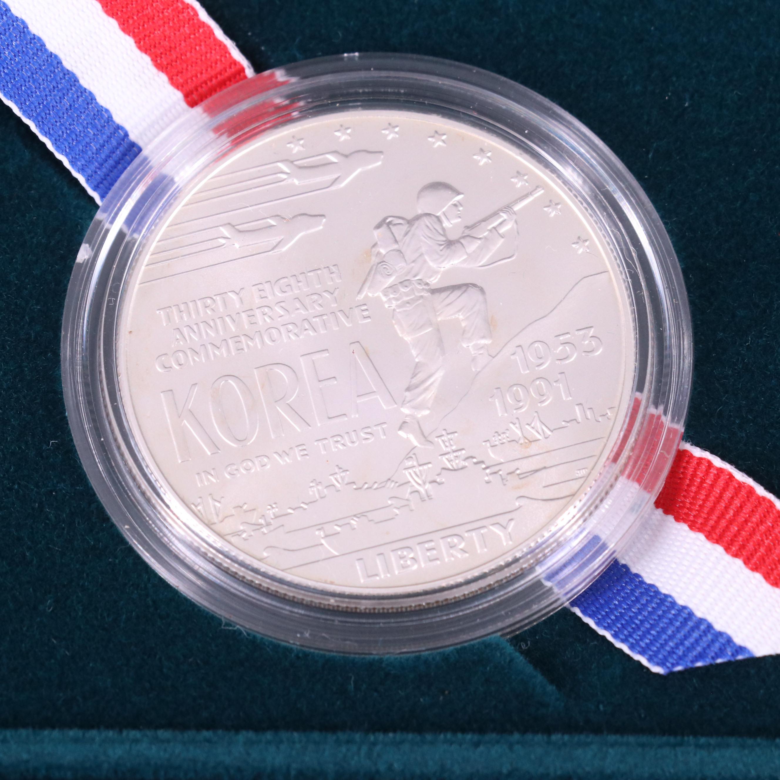 1991 Uncirculated and Proof Commemorative Korean War Memorial Silver Dollars