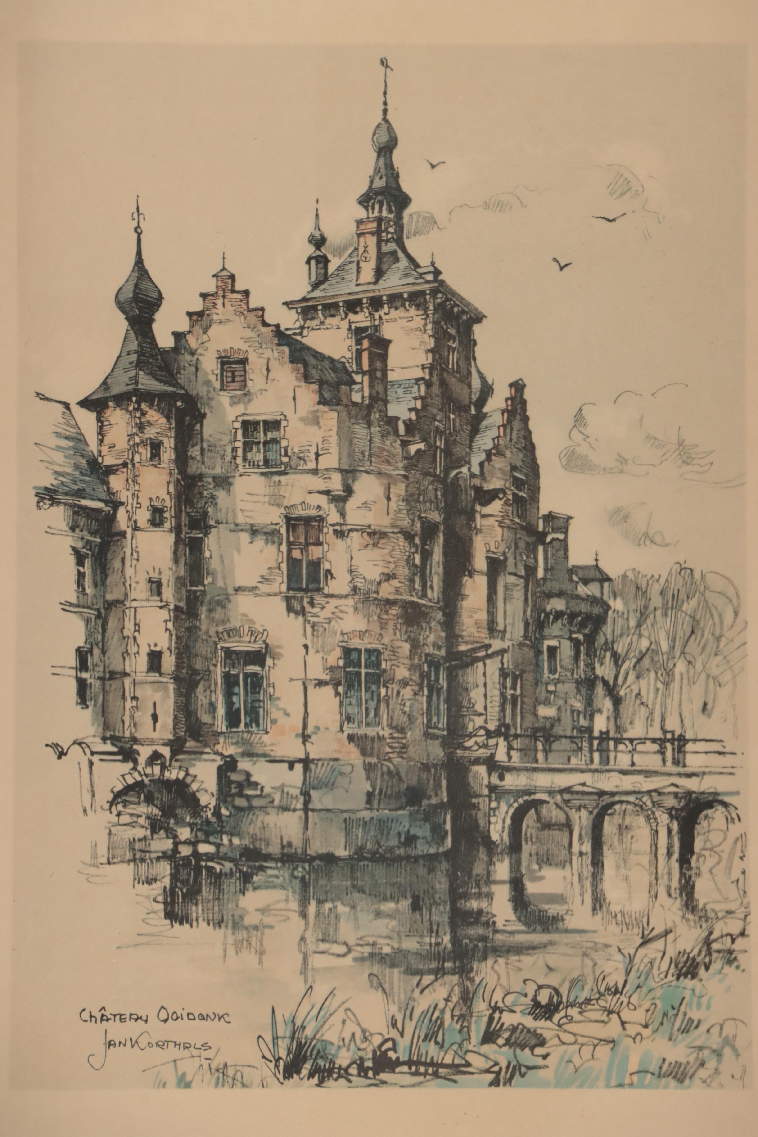 Offset Lithographs of Buildings on Water