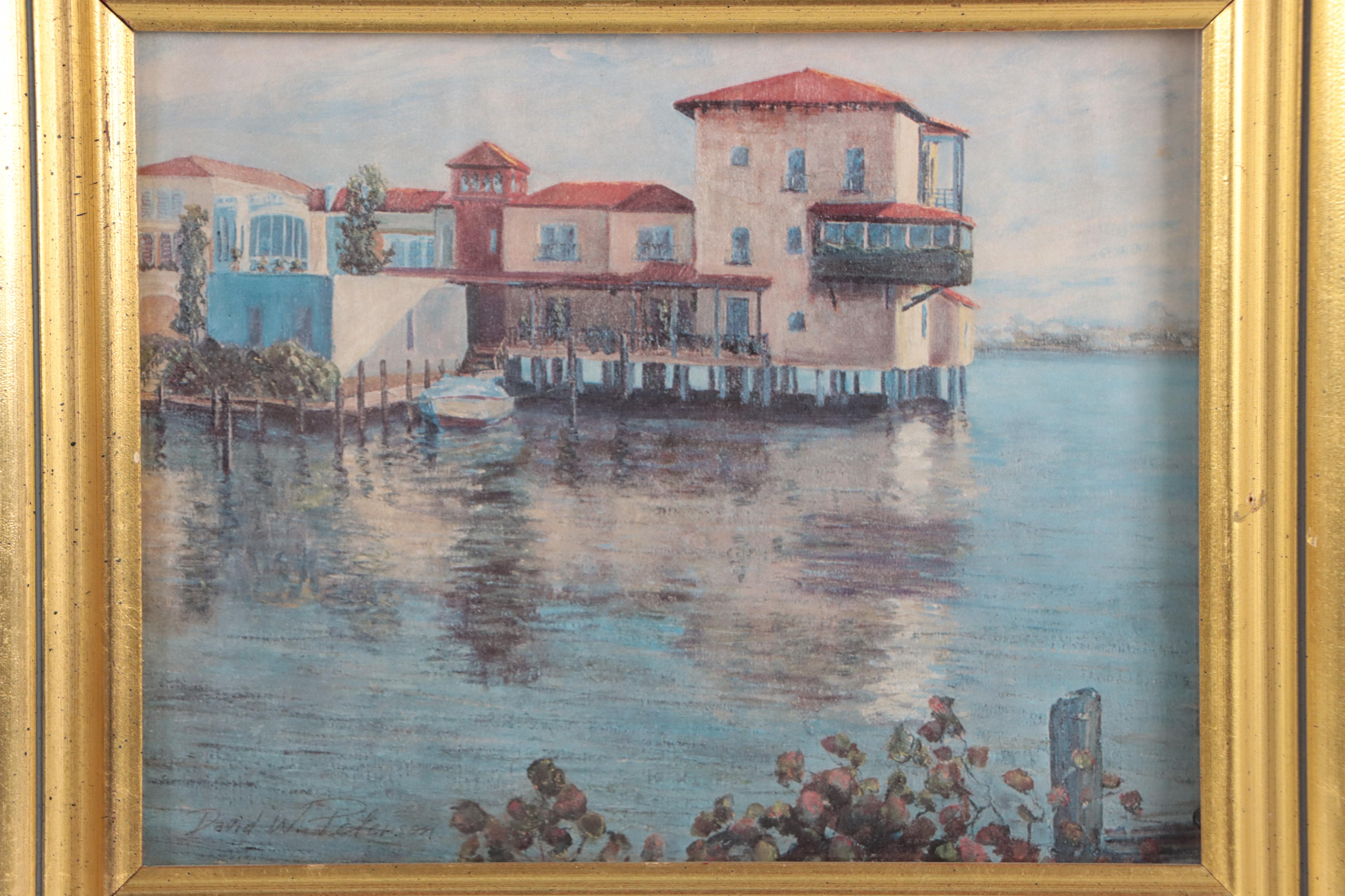 Offset Lithographs of Buildings on Water