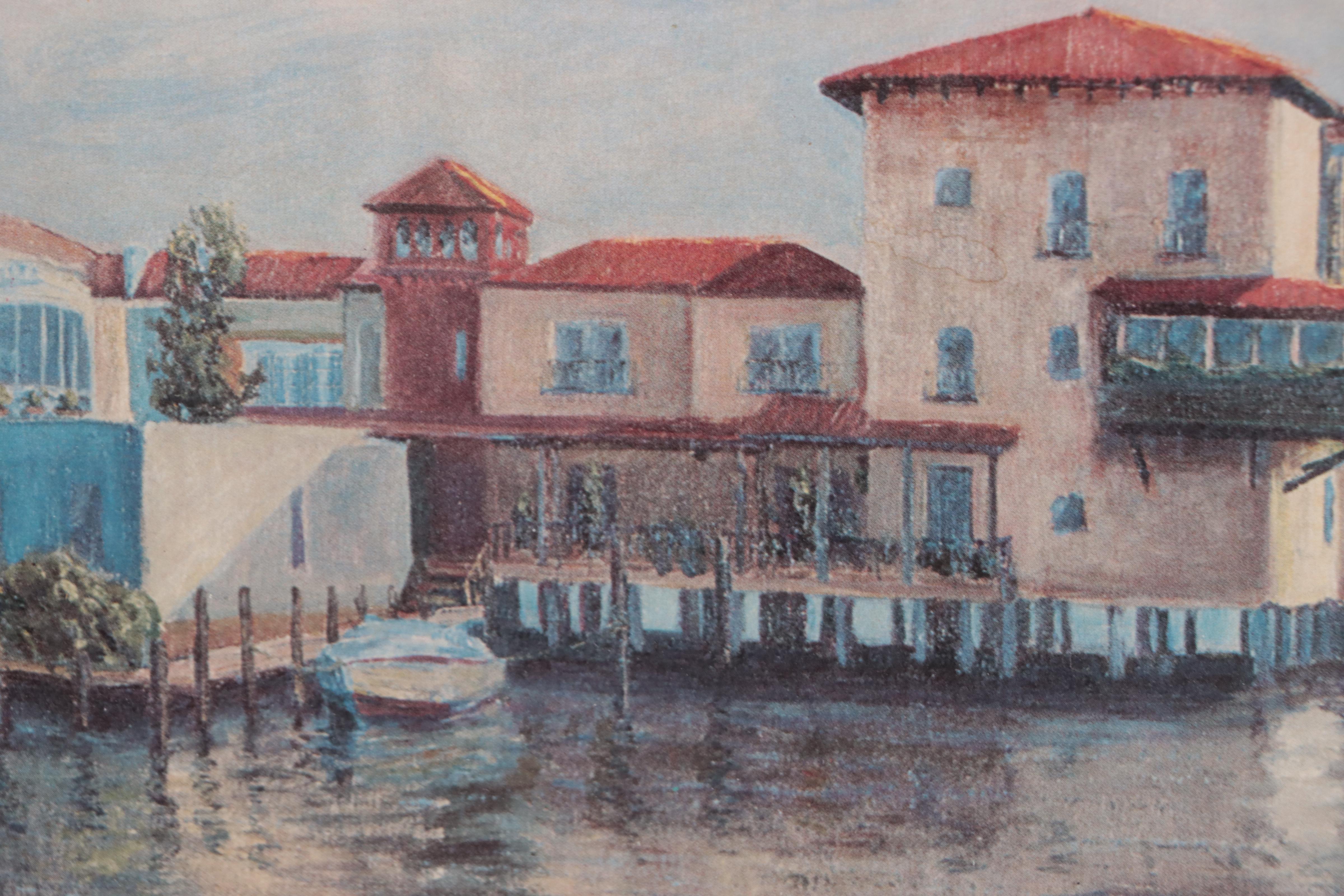 Offset Lithographs of Buildings on Water