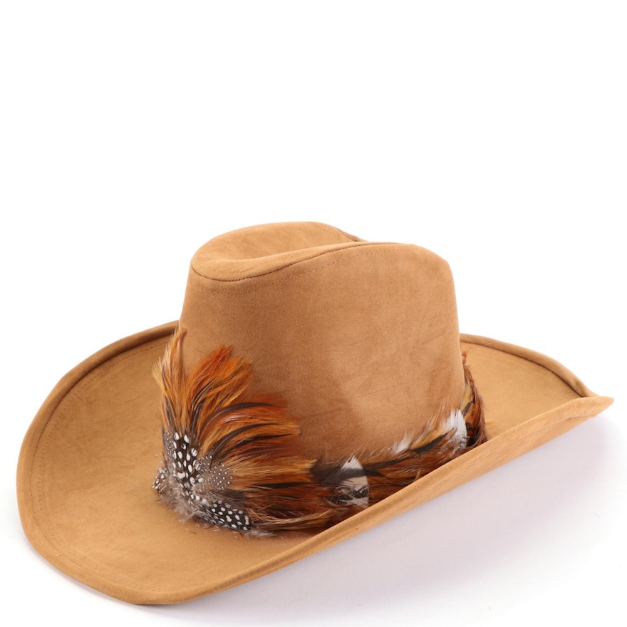 Bronco-Buster Western Style Feathered Hat