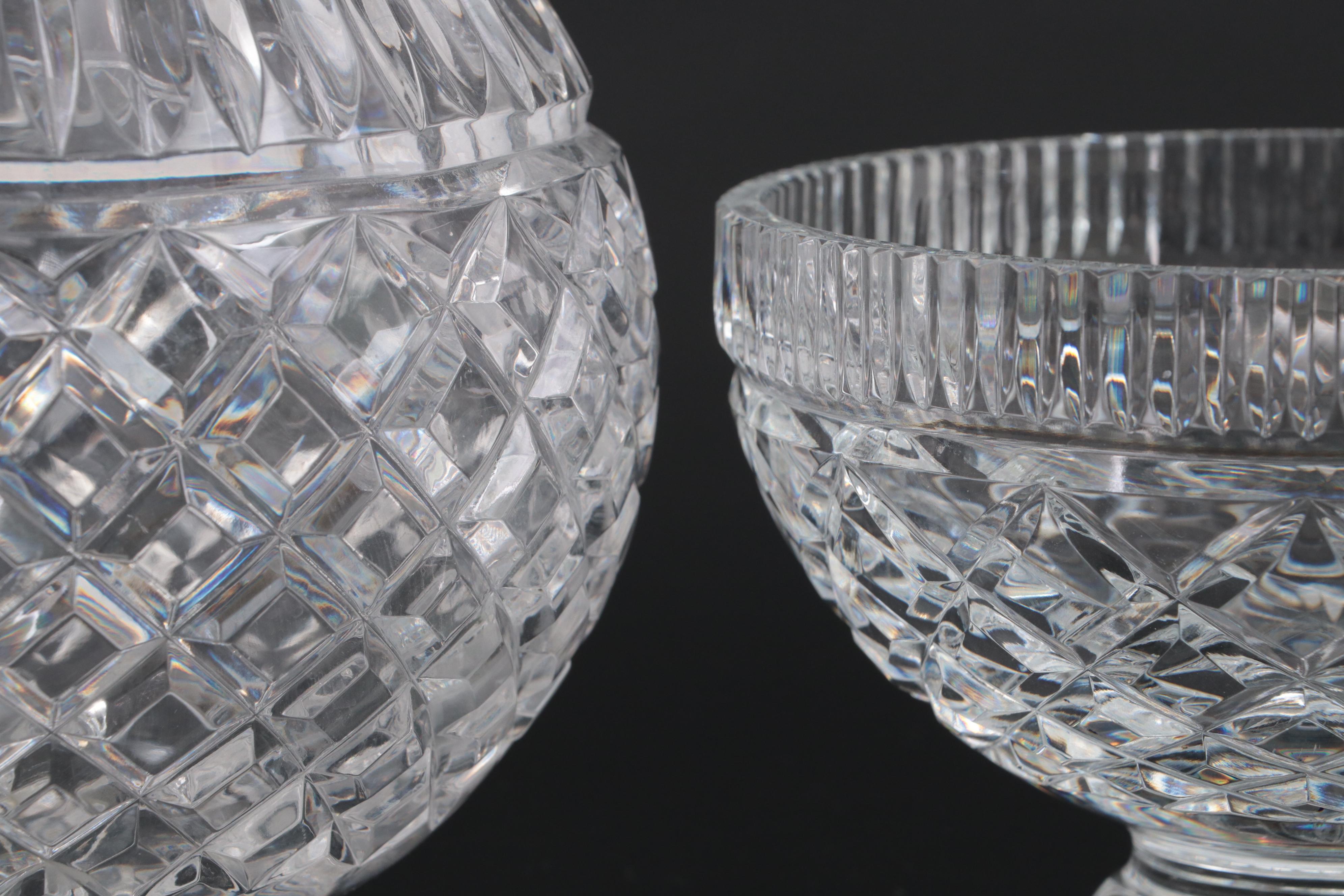 Cut Crystal Vases, Footed Bowl, Jar and Pitcher Including Waterford
