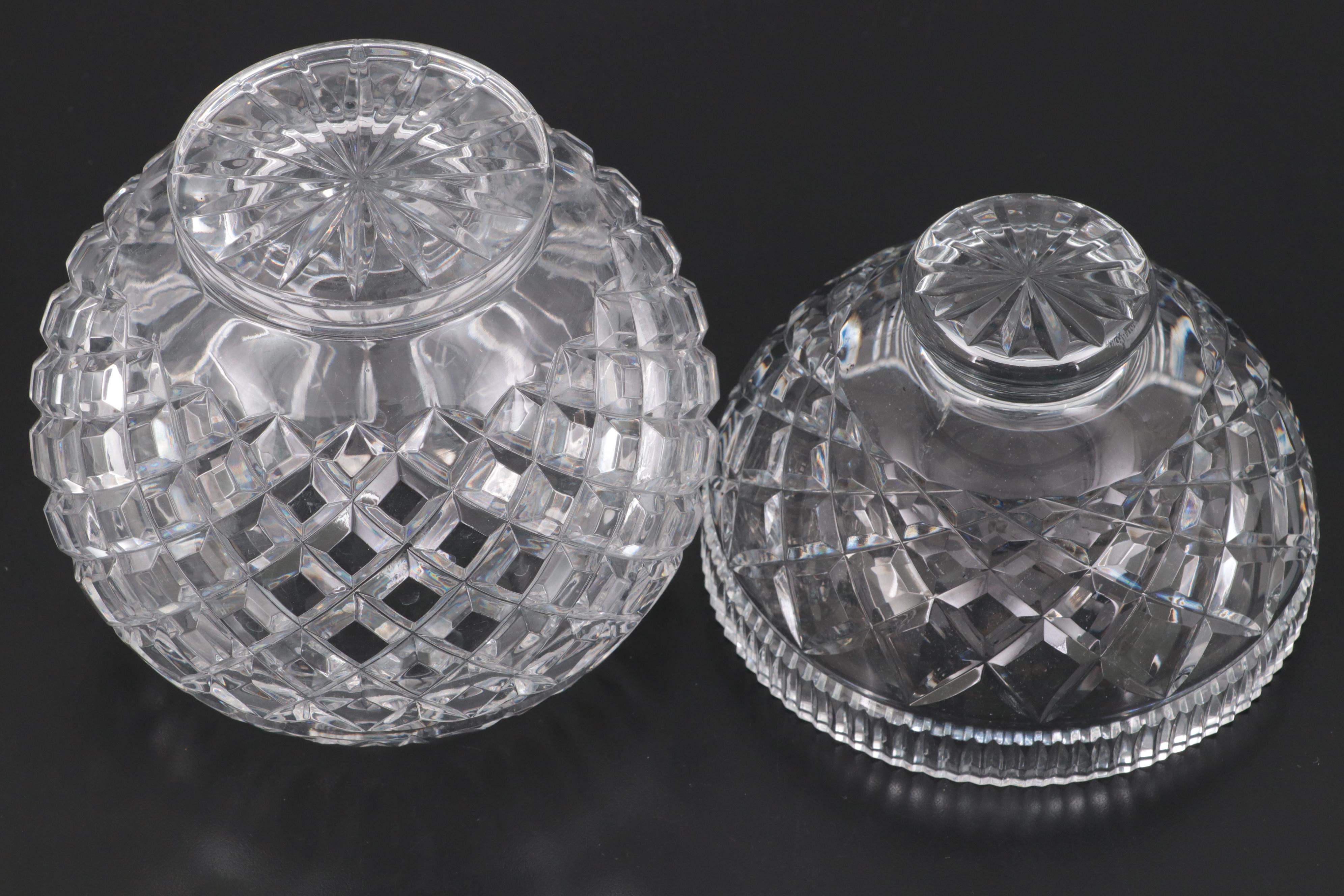 Cut Crystal Vases, Footed Bowl, Jar and Pitcher Including Waterford