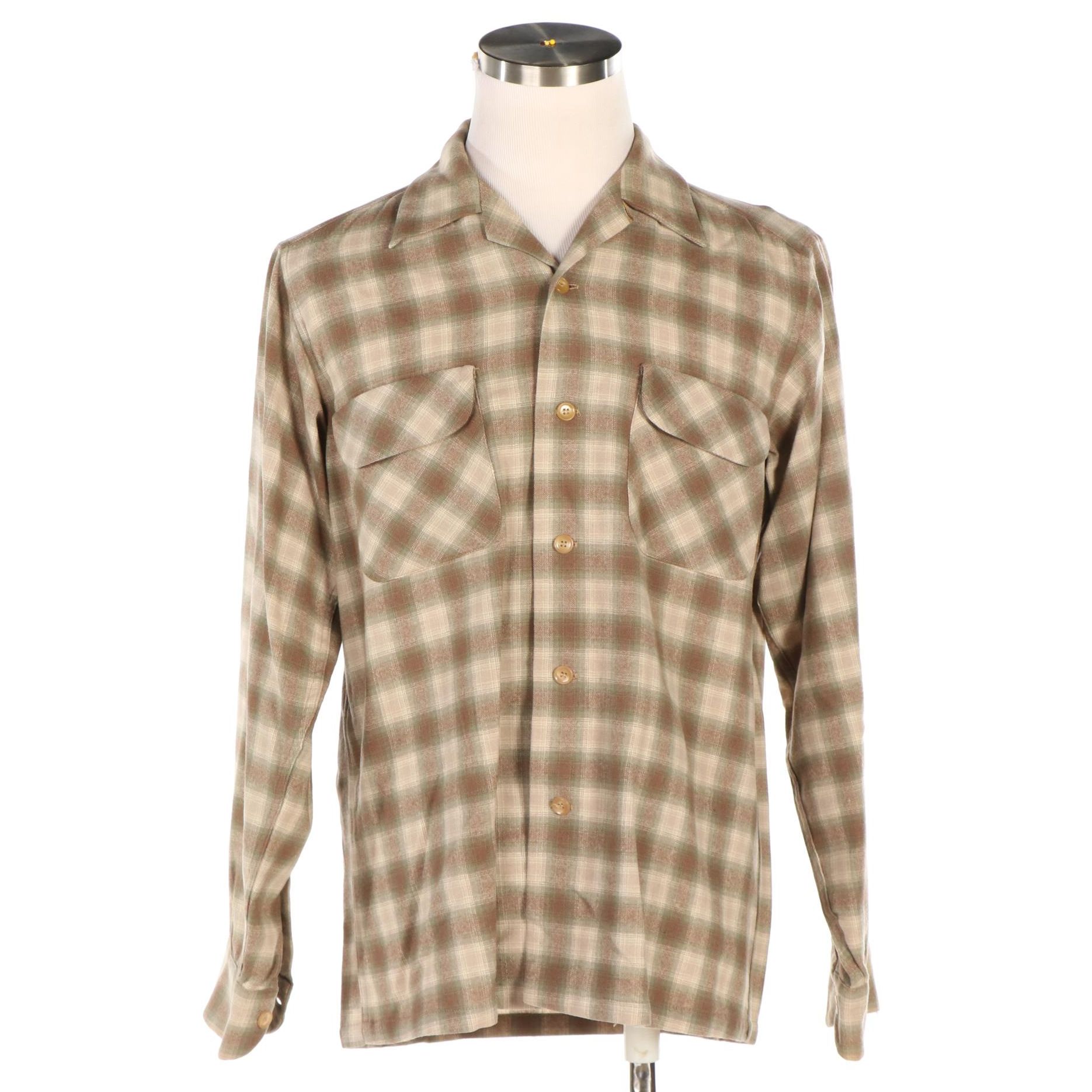 Men's Pendleton Wool Plaid Board Shirt, circa 1970