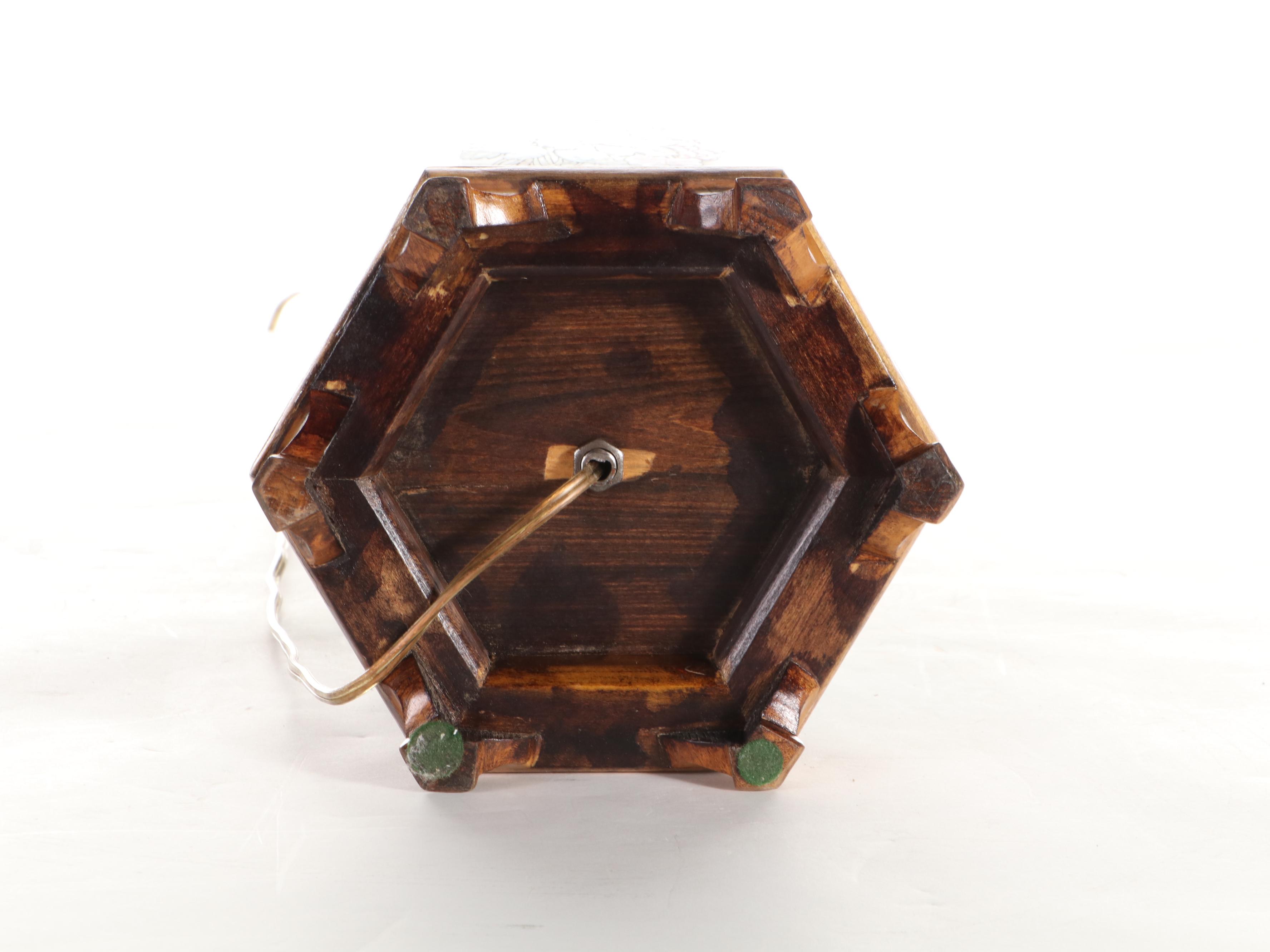 Chinese Hand-Painted Peonies and Swallows Porcelain Vase Table Lamp