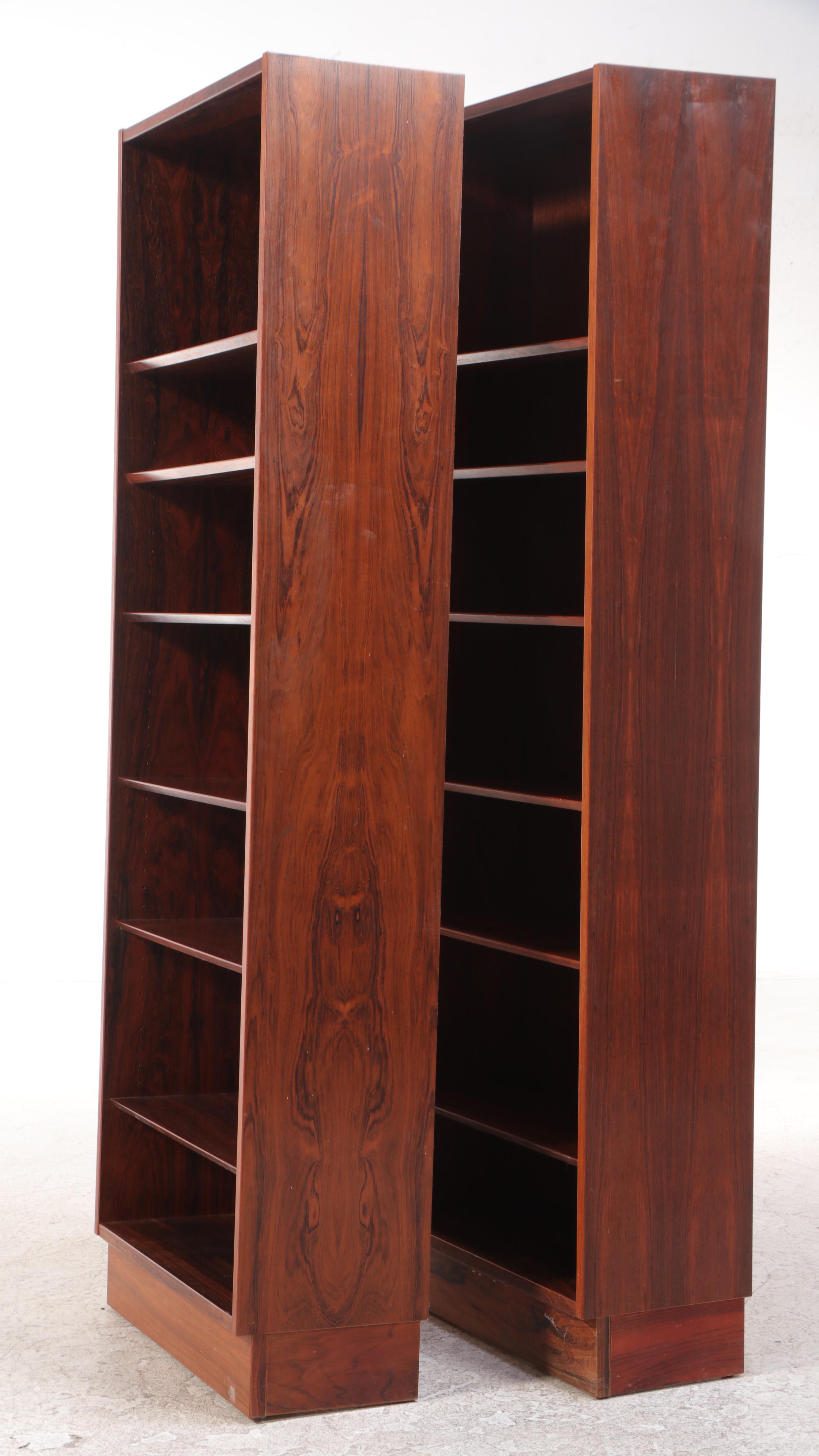 Pair of Poul Hundevad Danish Modern Rosewood Bookcases, circa 1960