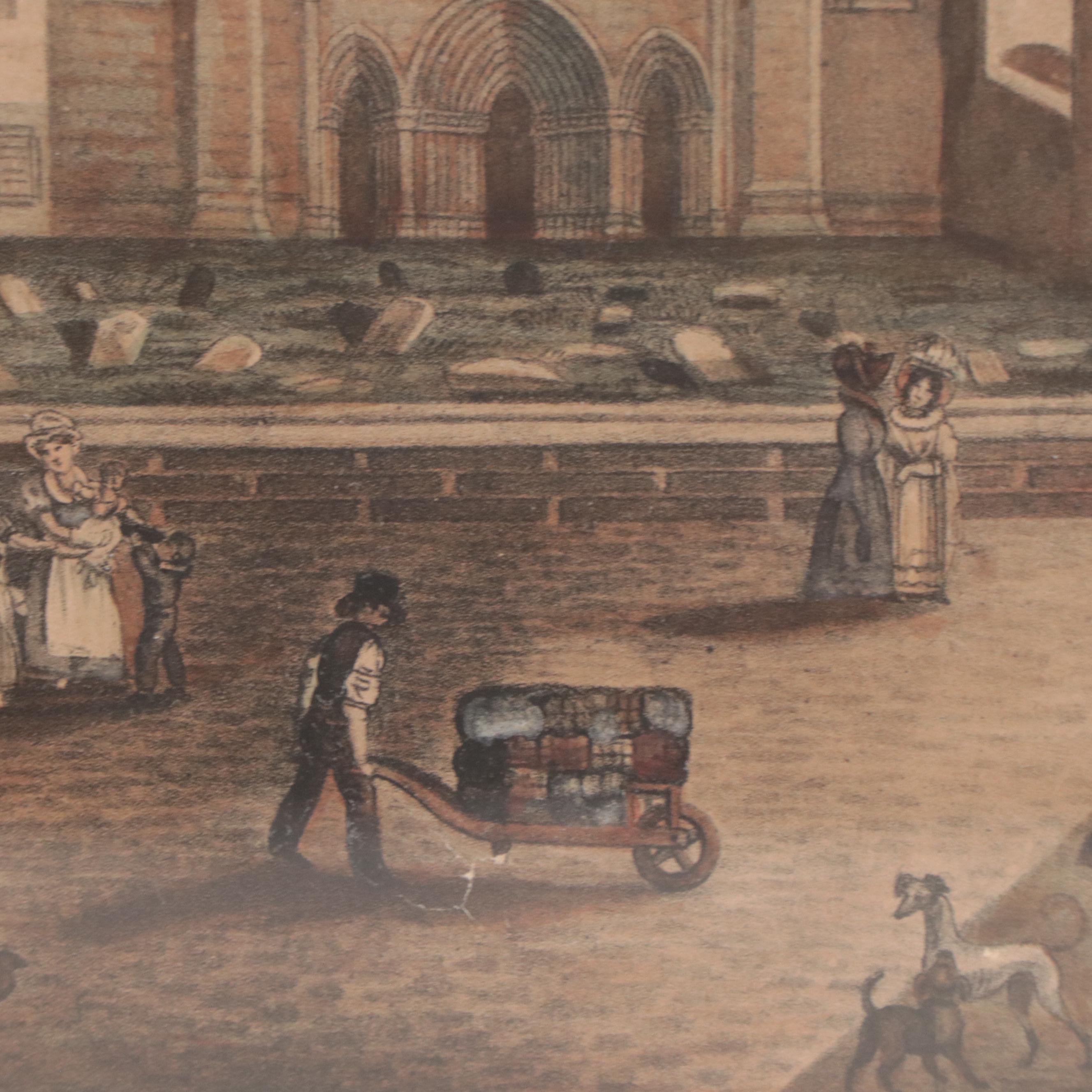 Hand-Colored Lithograph "Paisley Abbey," 19th Century