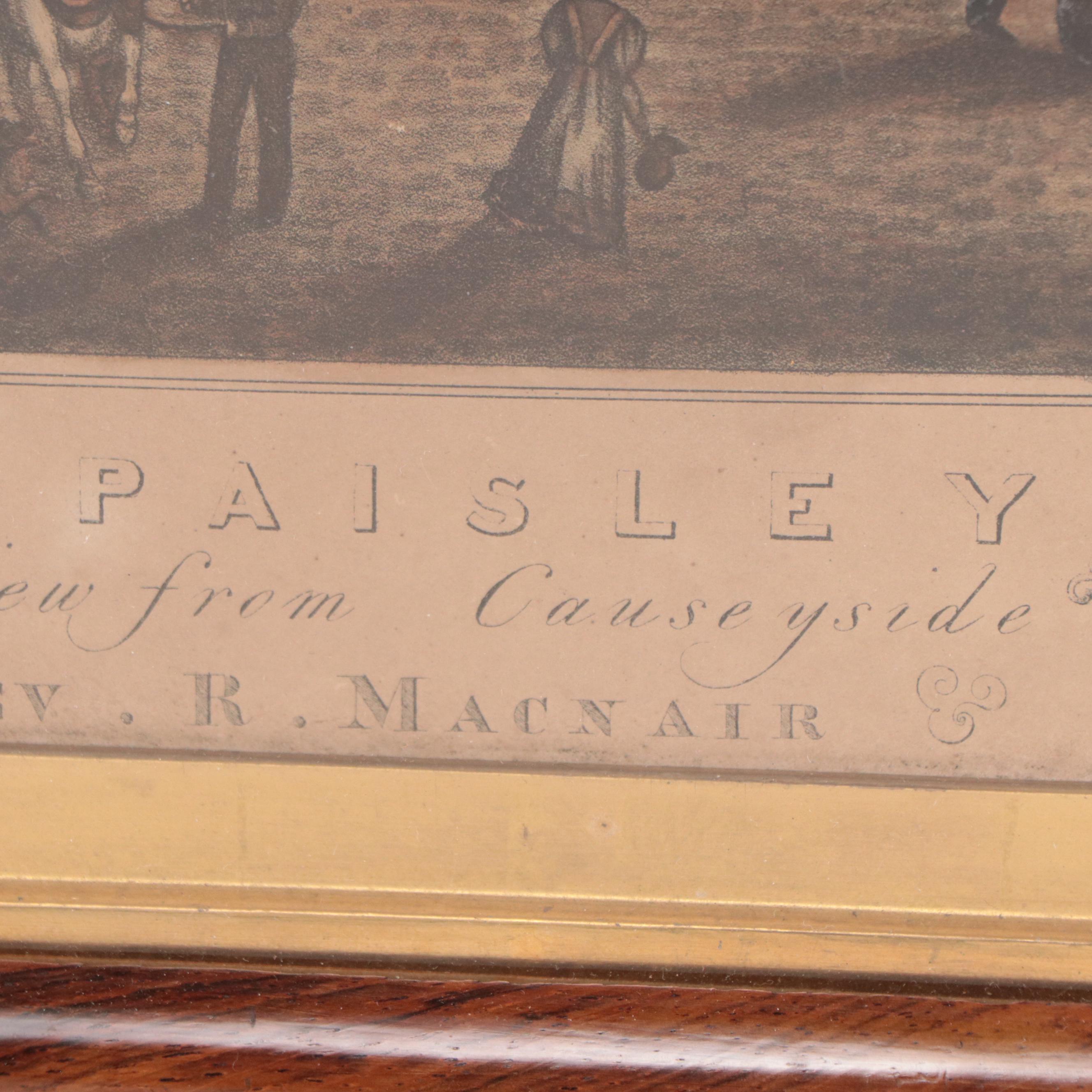 Hand-Colored Lithograph "Paisley Abbey," 19th Century