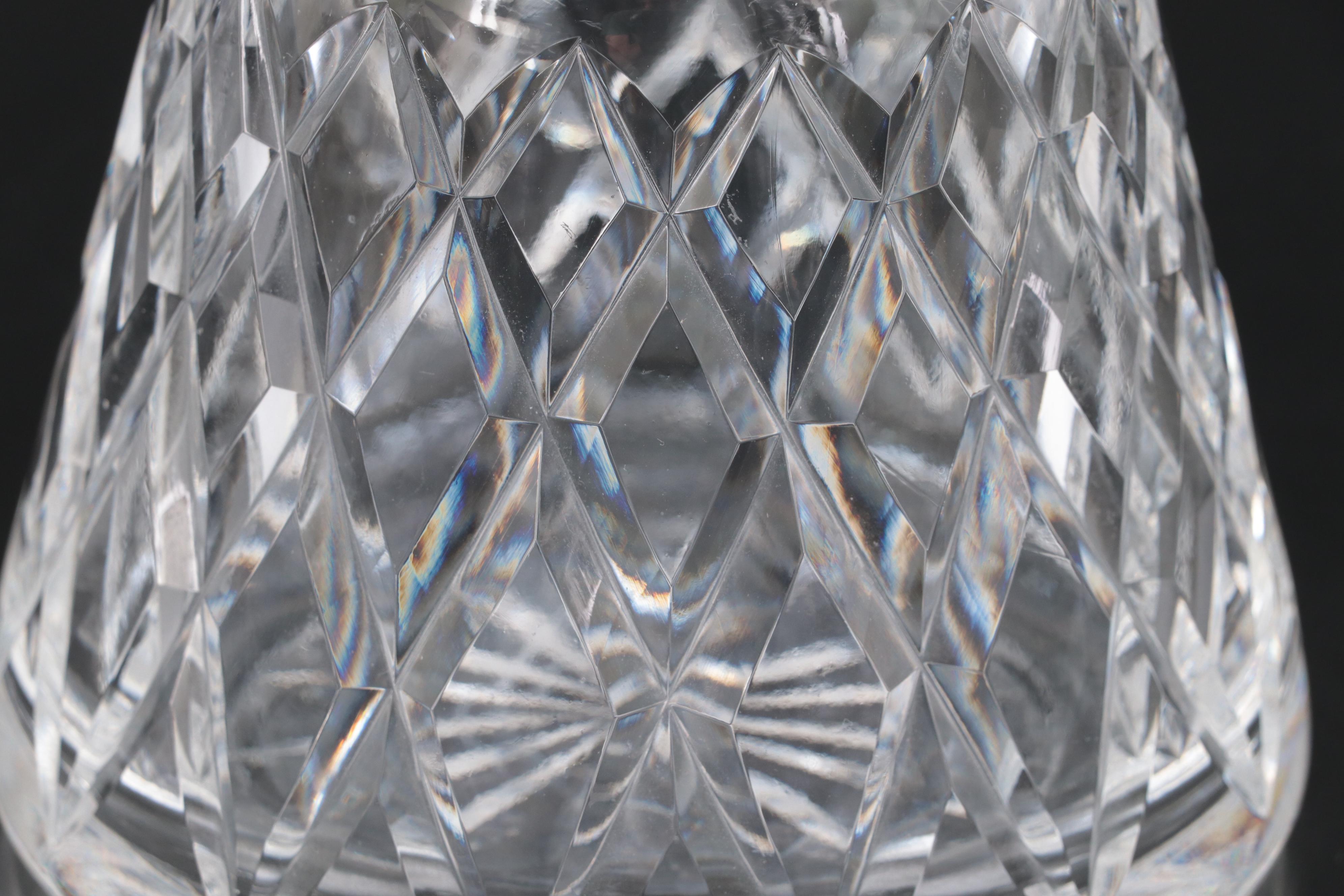 Gin, Bourbon and Scotch Cut Glass Decanters With Stieff Pewter Tags