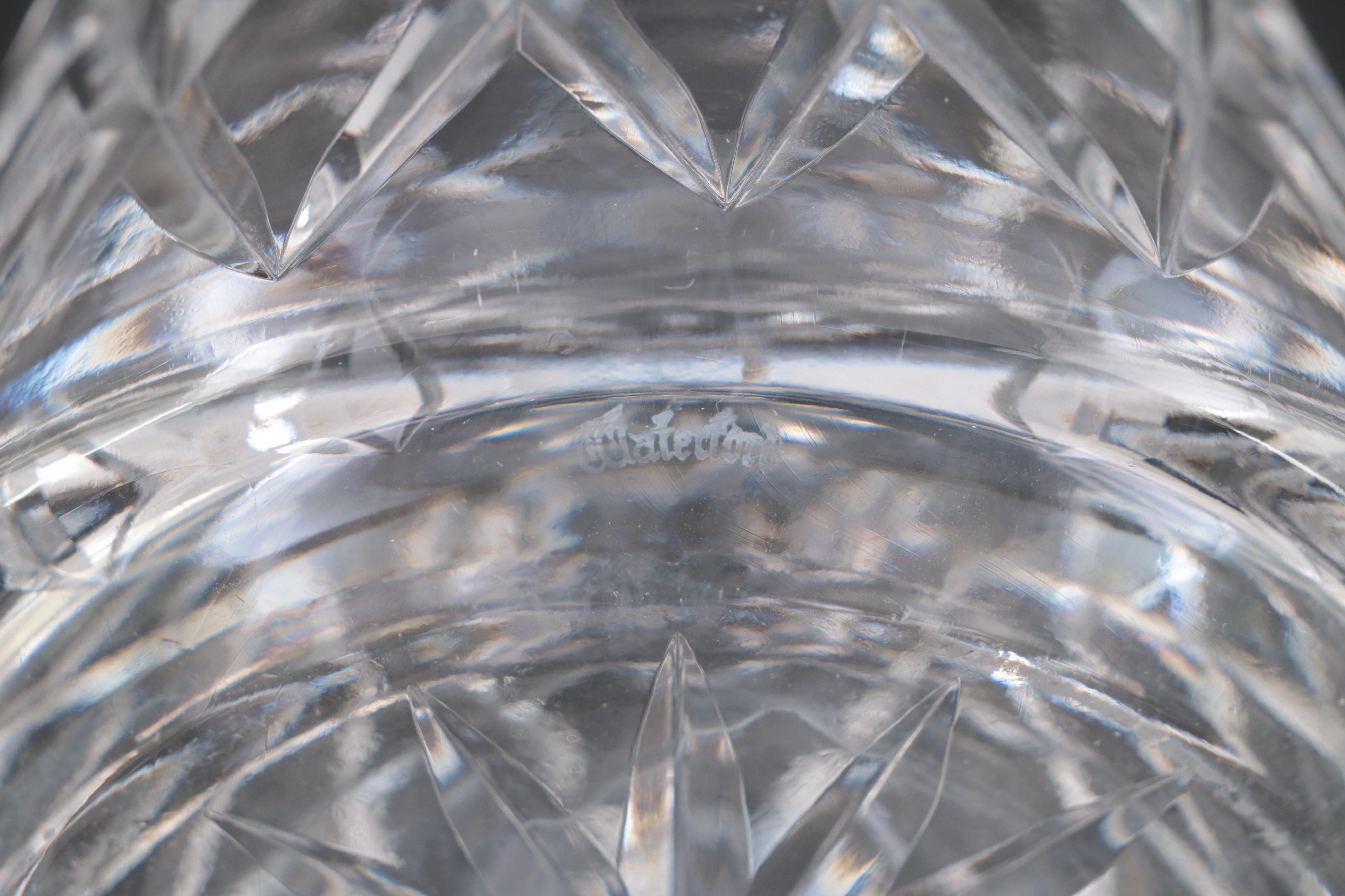 Gin, Bourbon and Scotch Cut Glass Decanters With Stieff Pewter Tags