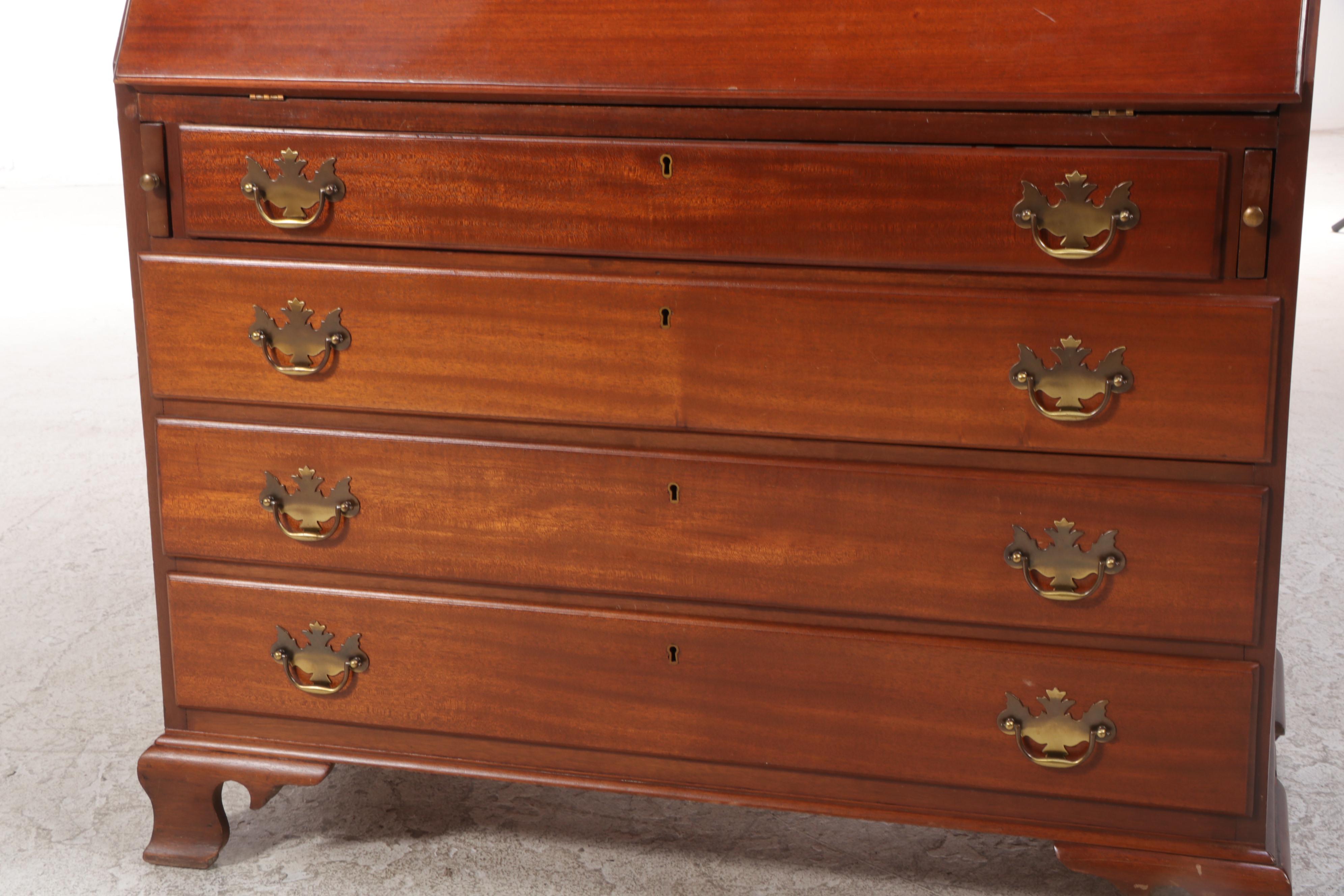 Chippendale Style Mahogany Secretary Bookcase, Mid to Late 20th Century
