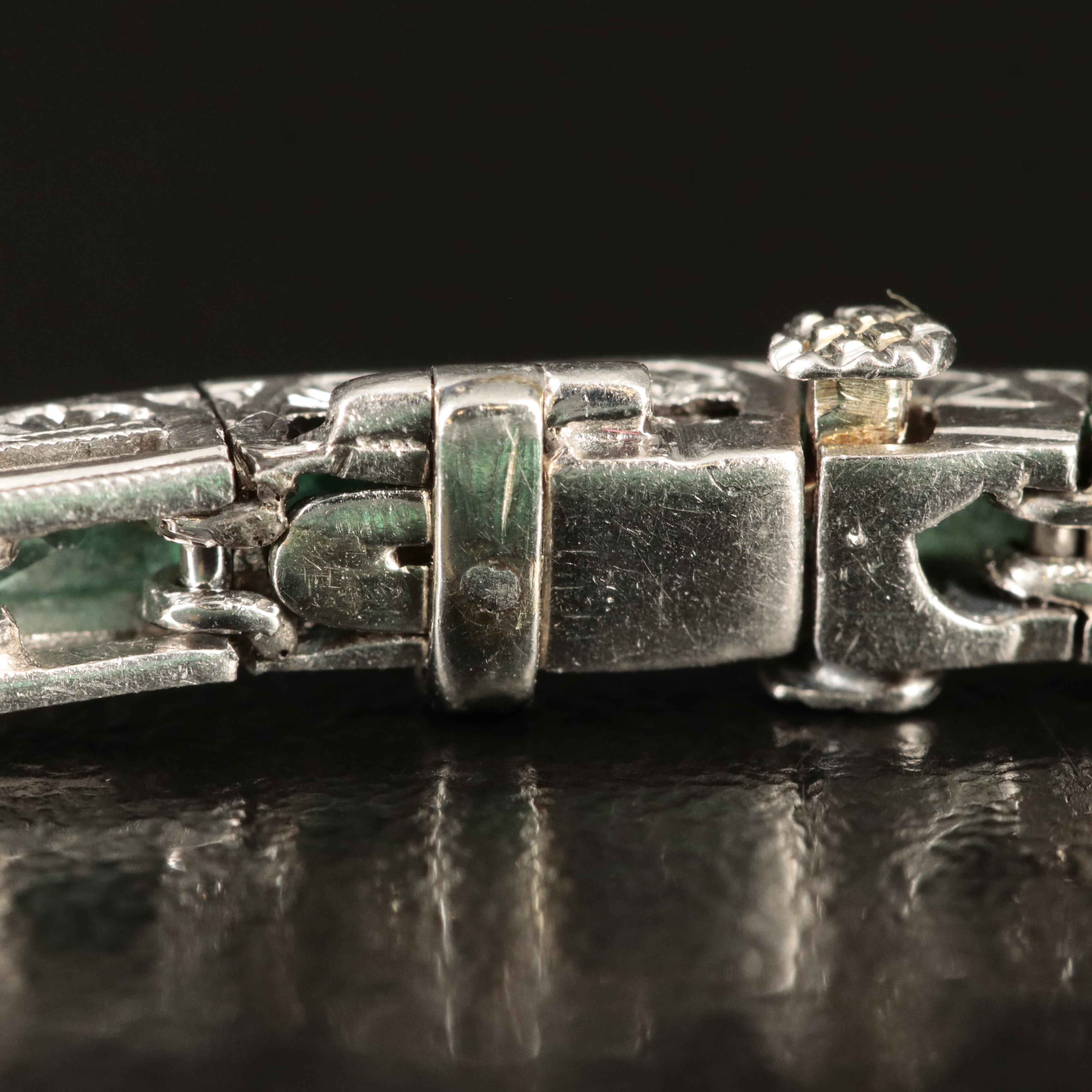 Art Deco Platinum 10.00 CTW Emerald Line Bracelet