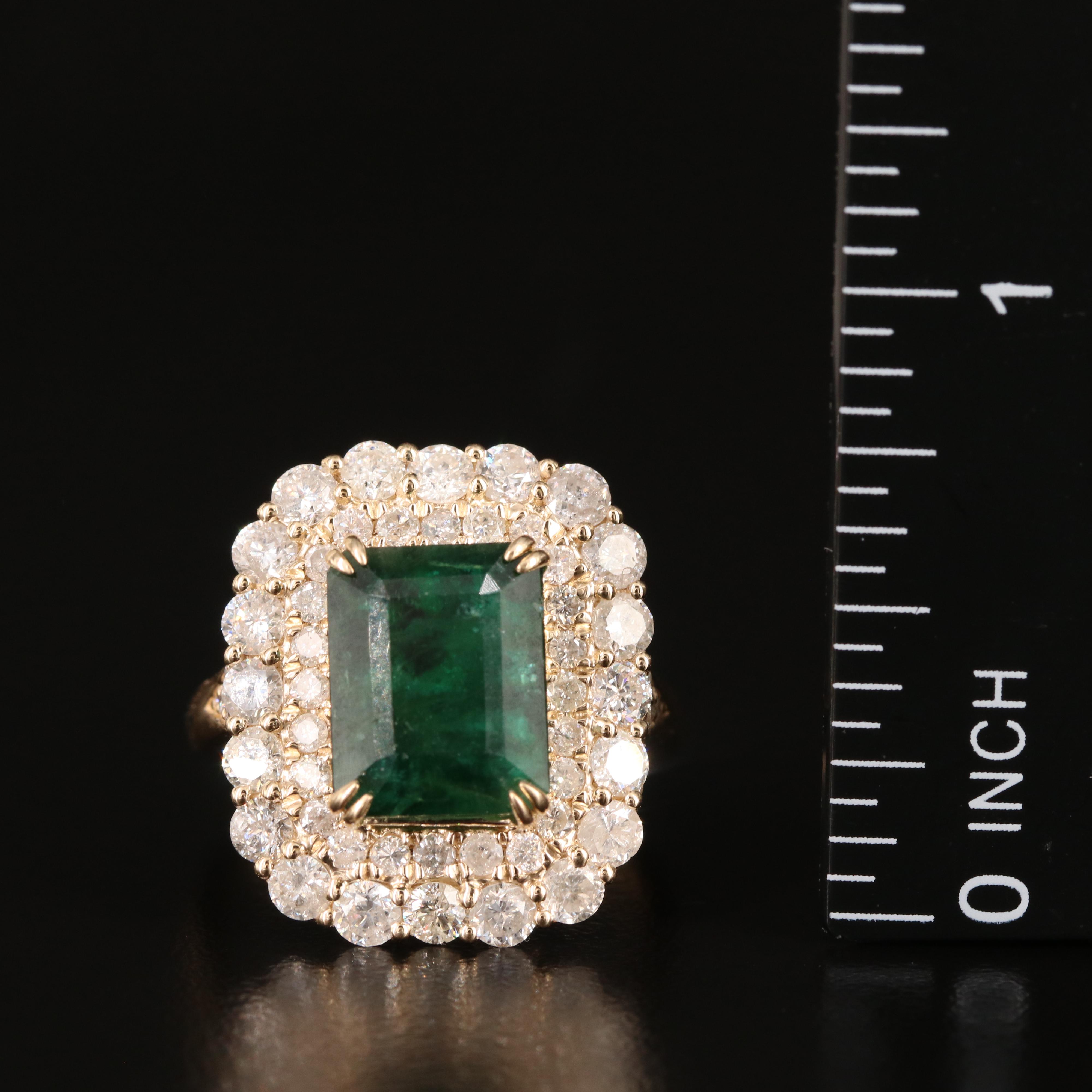 14K 4.16 CT Emerald and 2.08 CTW Diamond Ring