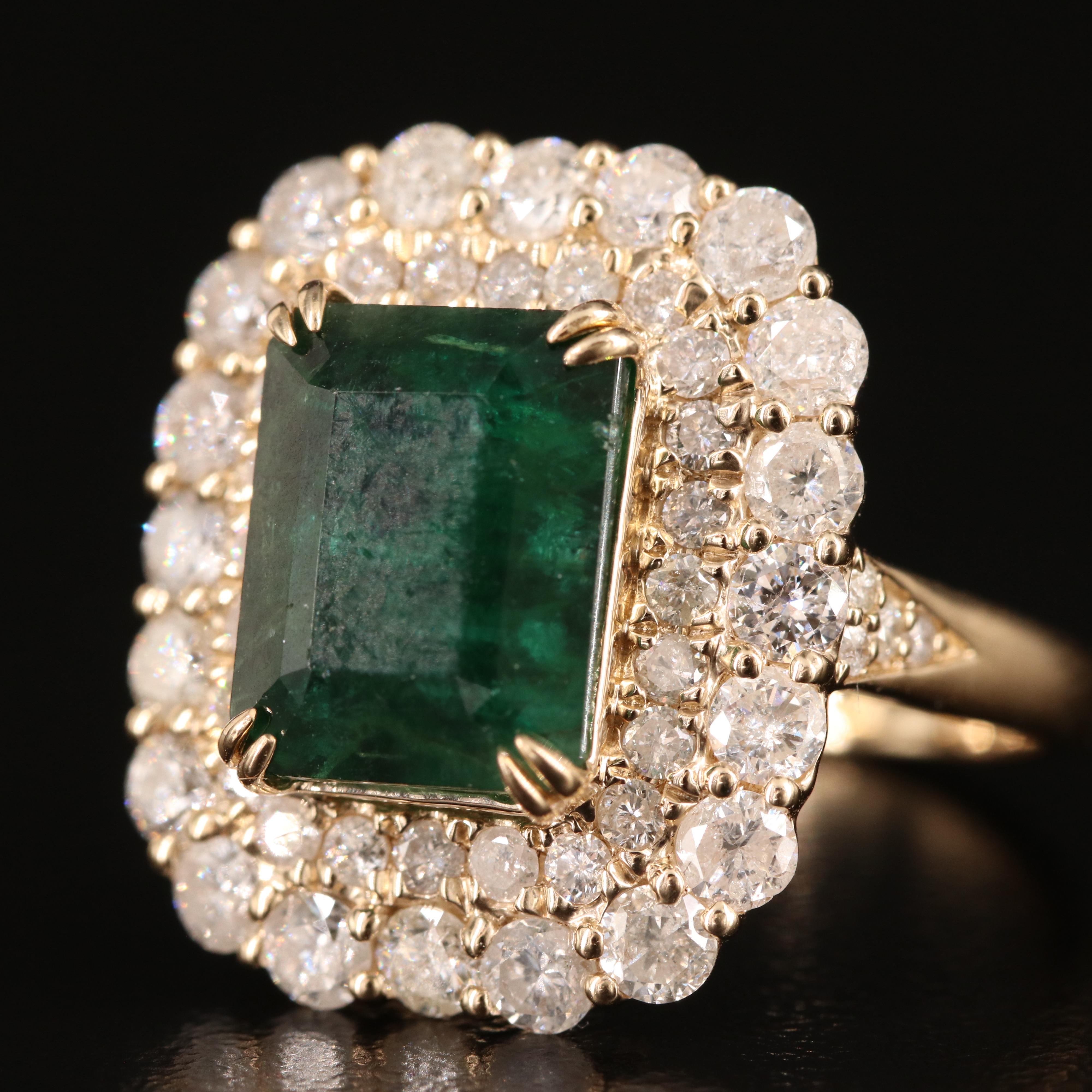 14K 4.16 CT Emerald and 2.08 CTW Diamond Ring