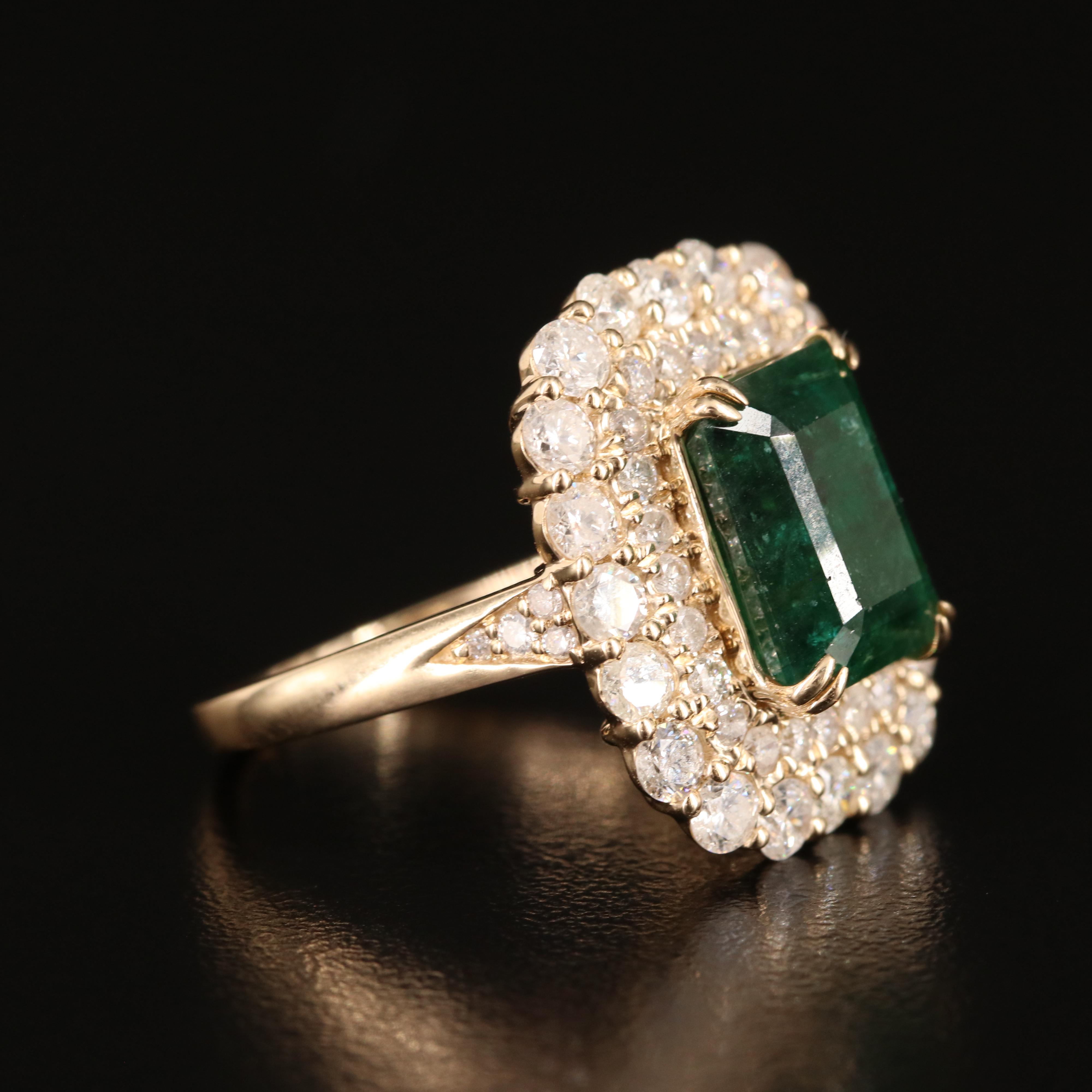 14K 4.16 CT Emerald and 2.08 CTW Diamond Ring