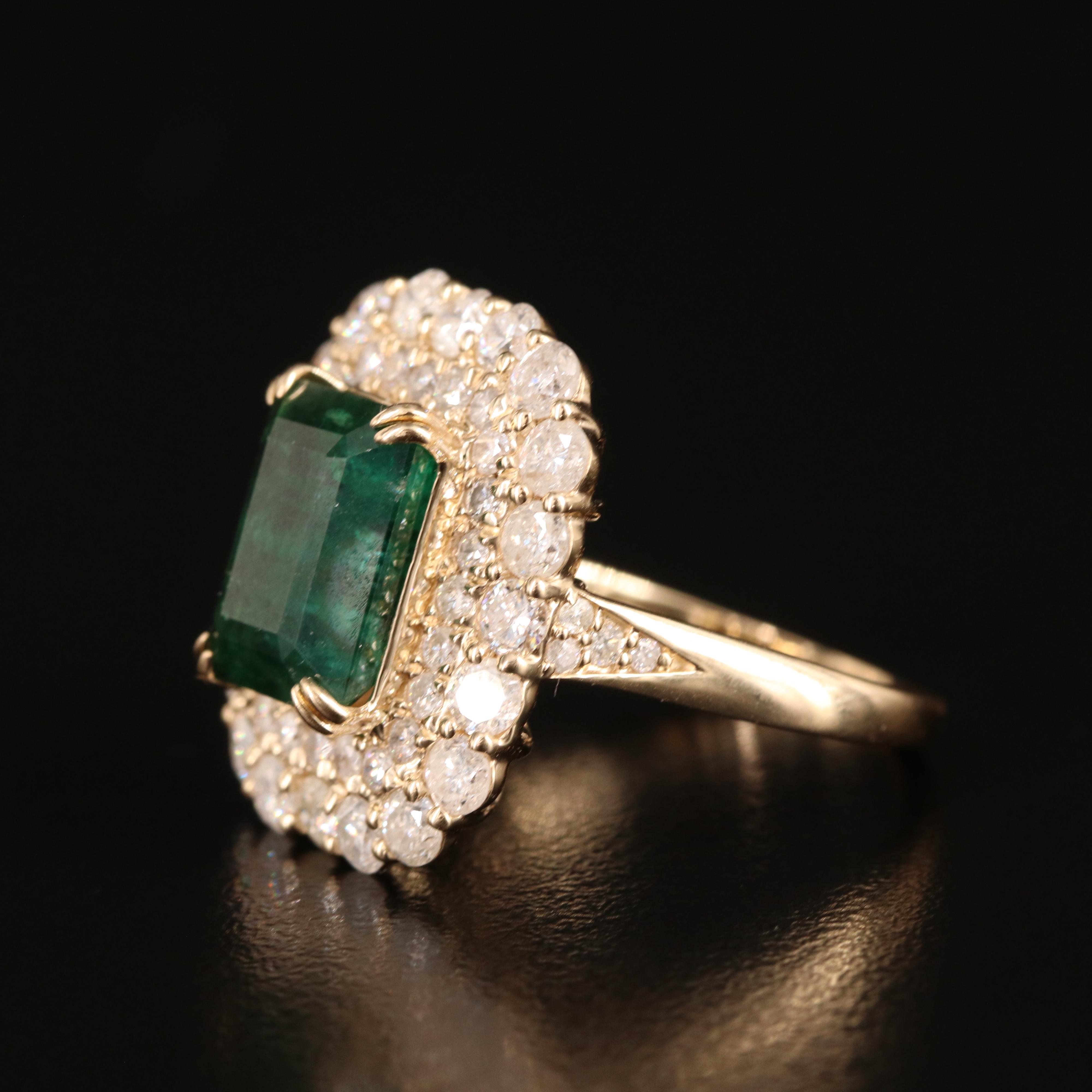 14K 4.16 CT Emerald and 2.08 CTW Diamond Ring